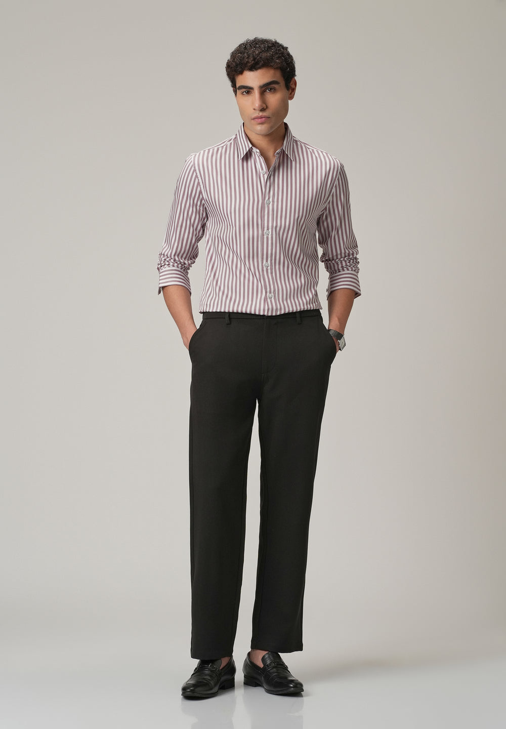 Pale Pink Satin Pin Stripe Shirt