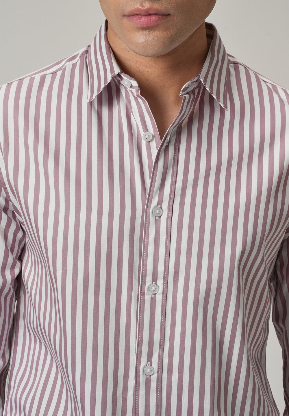 Pale Pink Satin Pin Stripe Shirt