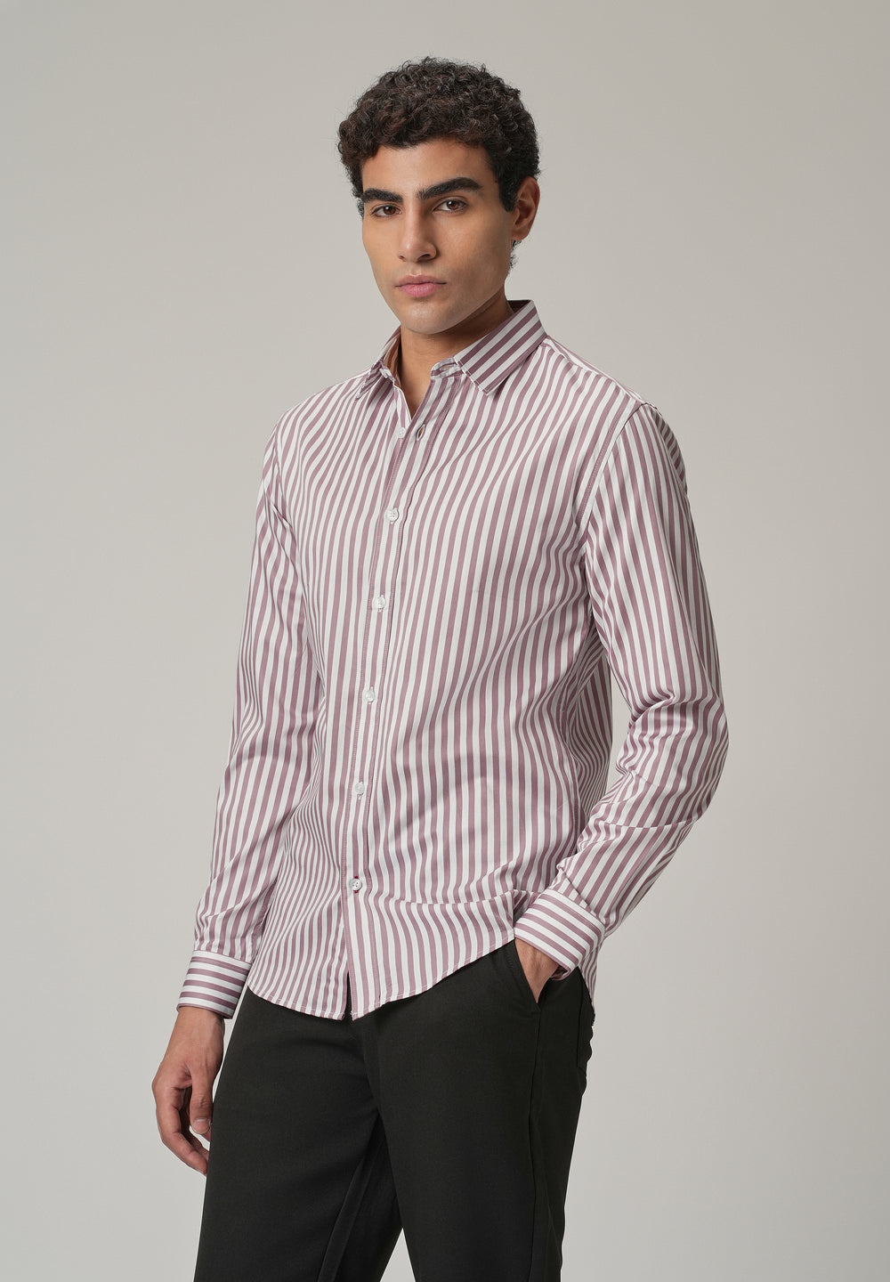 Pale Pink Satin Pin Stripe Shirt