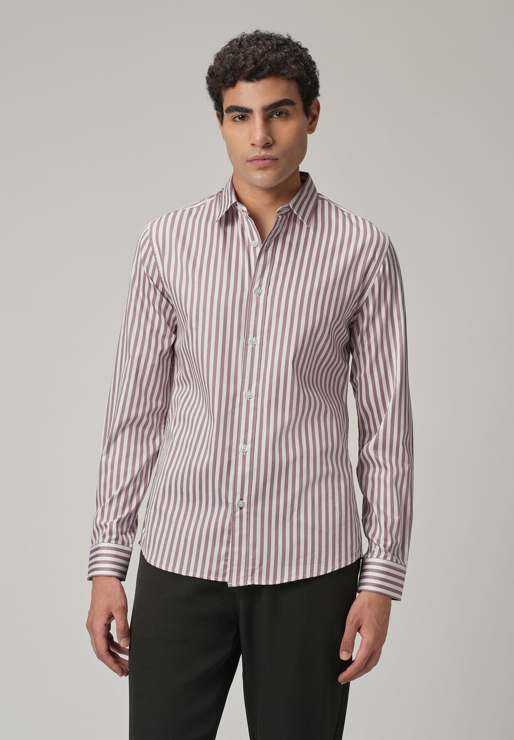 Pale Pink Satin Pin Stripe Shirt