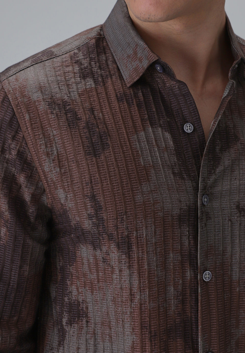 Paralleled Line Brown Printed Shirt