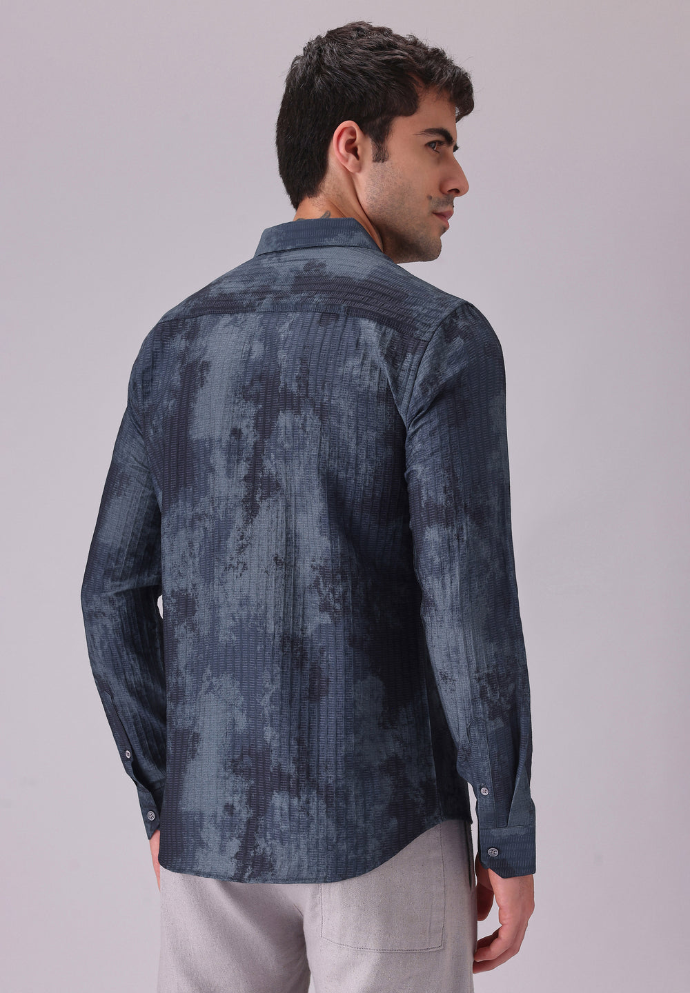 Paralleled Line Blue Printed Shirt