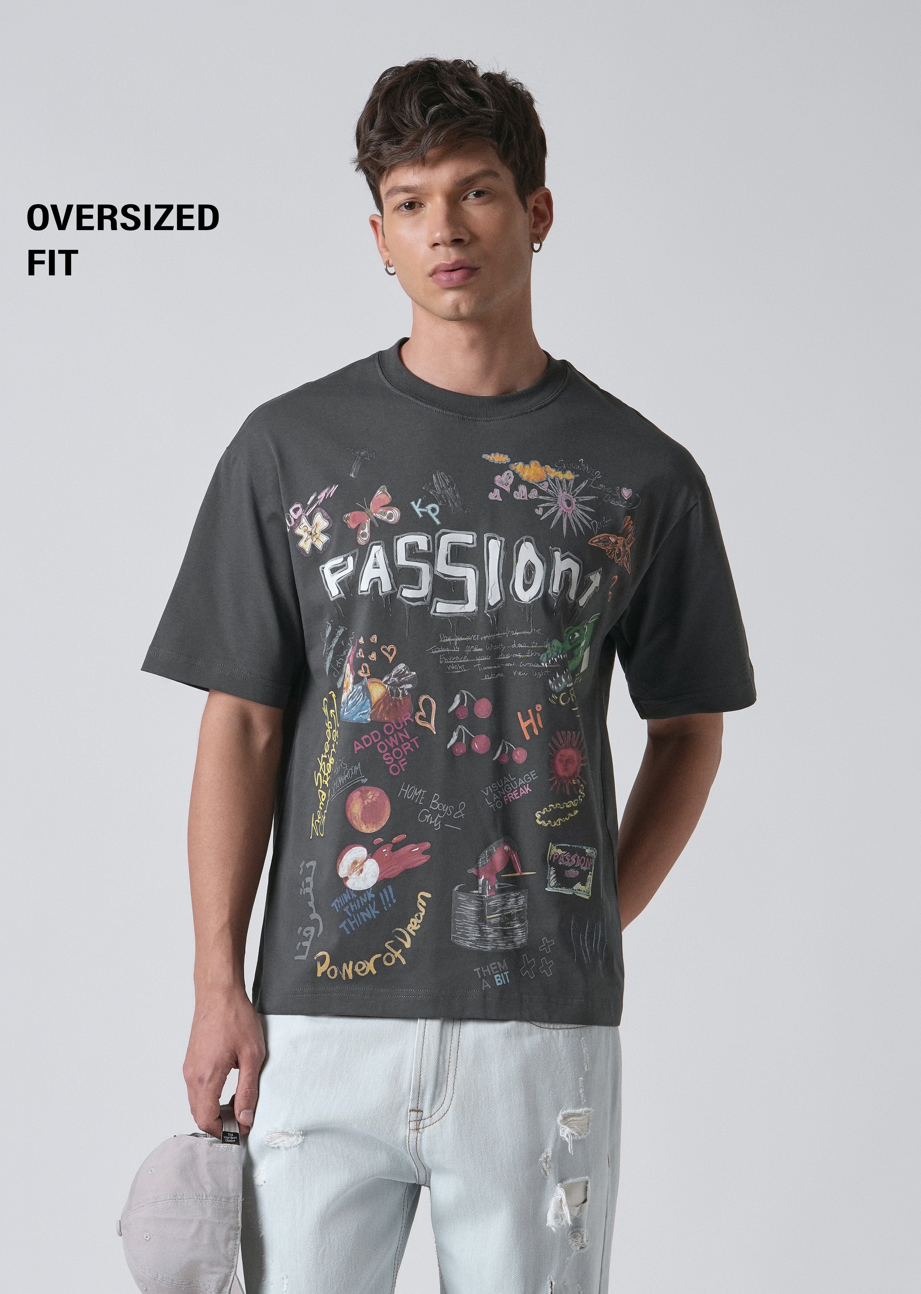 Passion Grey Printed Oversized T-shirt