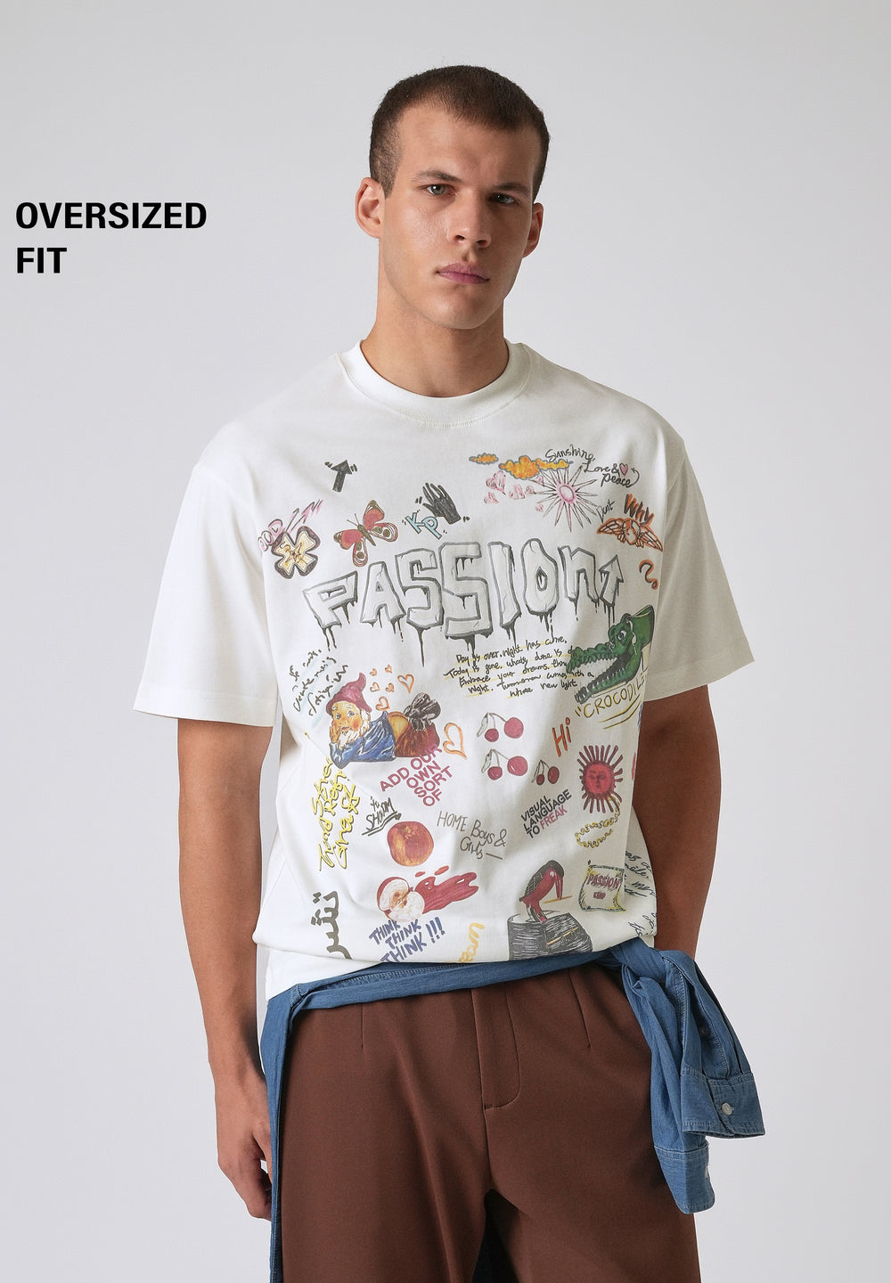 Passion White Printed Oversized T-shirt