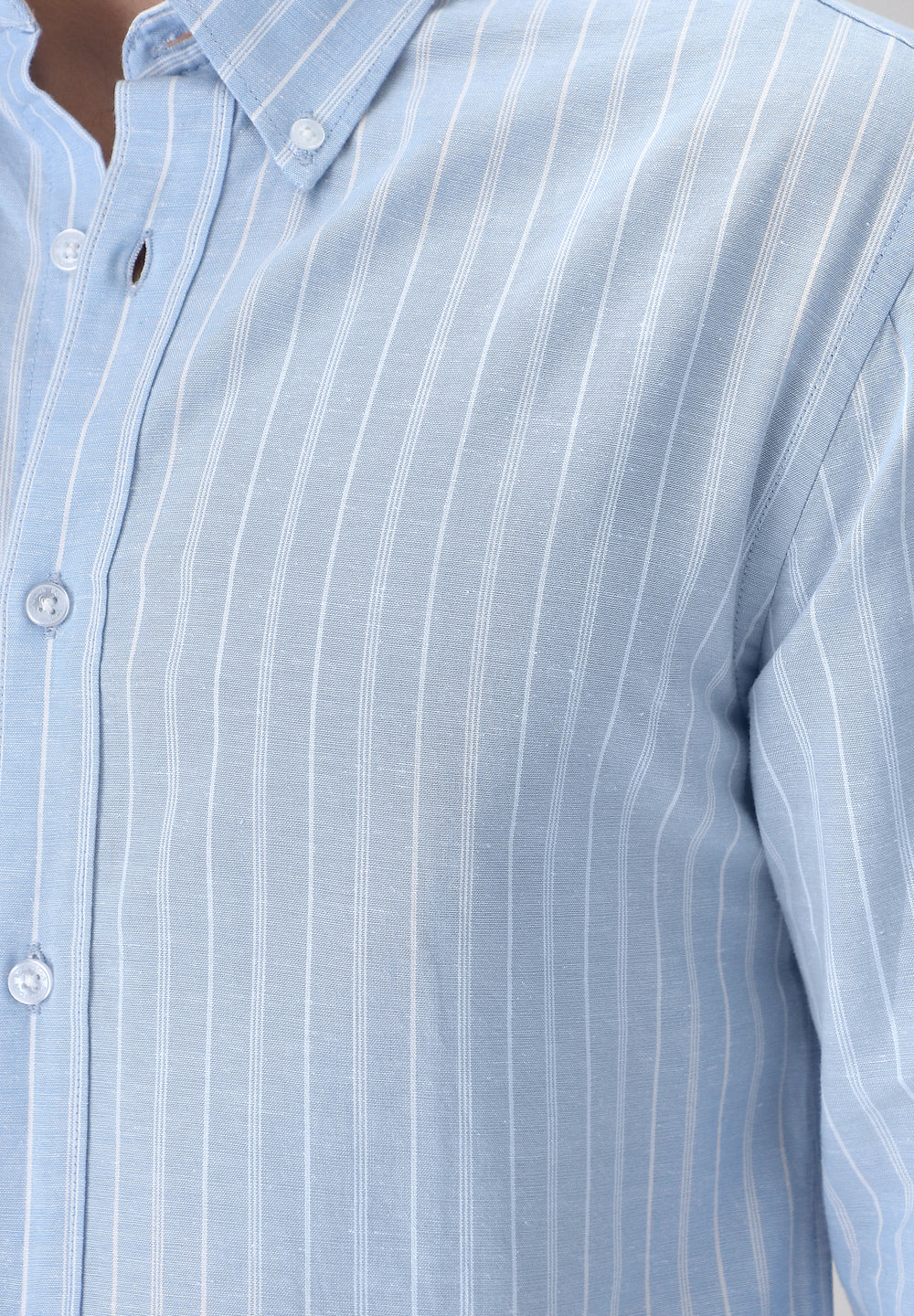 Pastel Blue Cotton Stripe Shirt