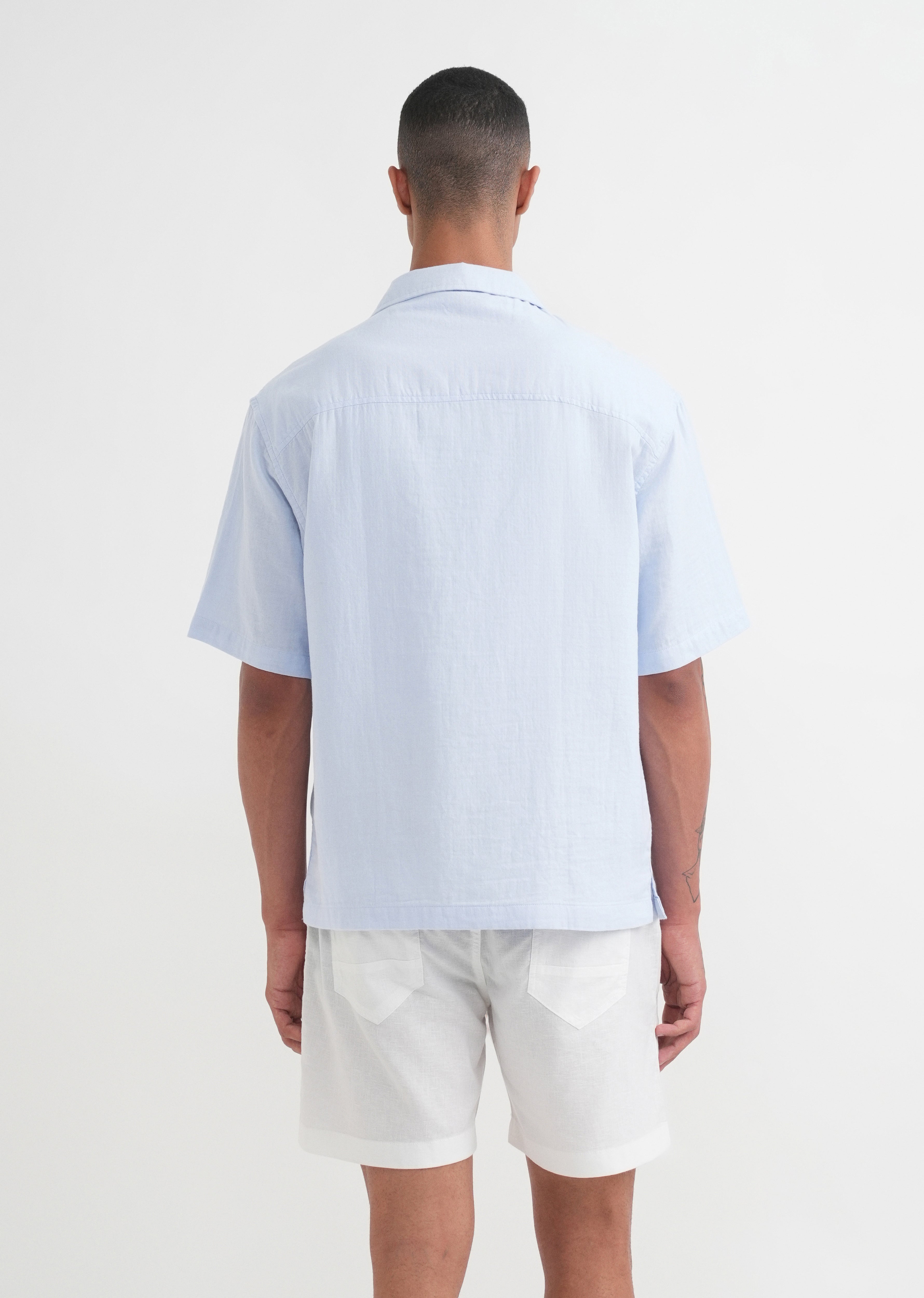 Pastel Blue Floral Embroidery Shirt