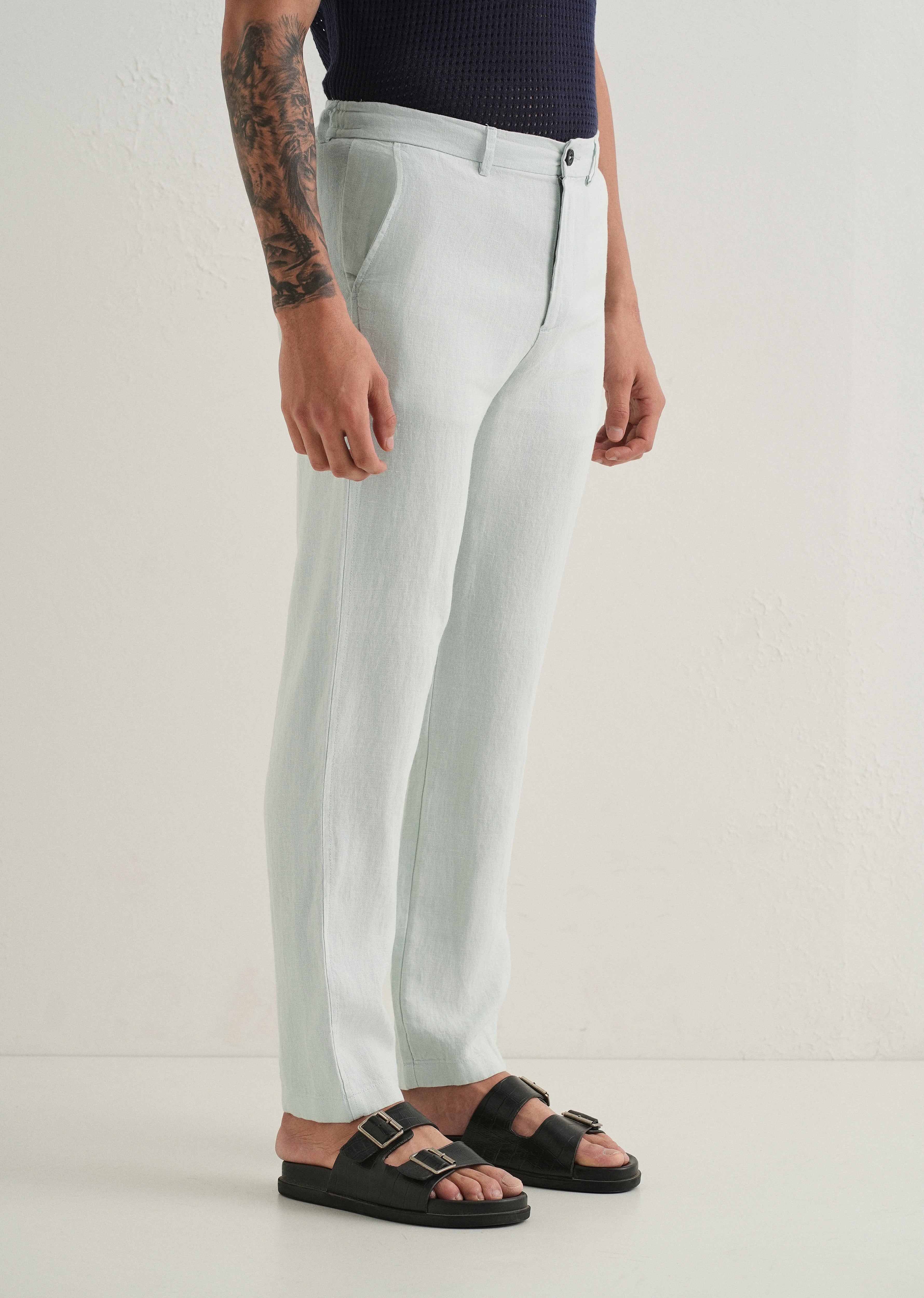 Pastel Blue Linen Pant
