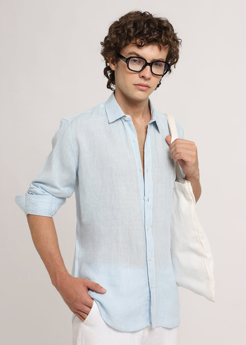 Pastel Blue Linen Shirt