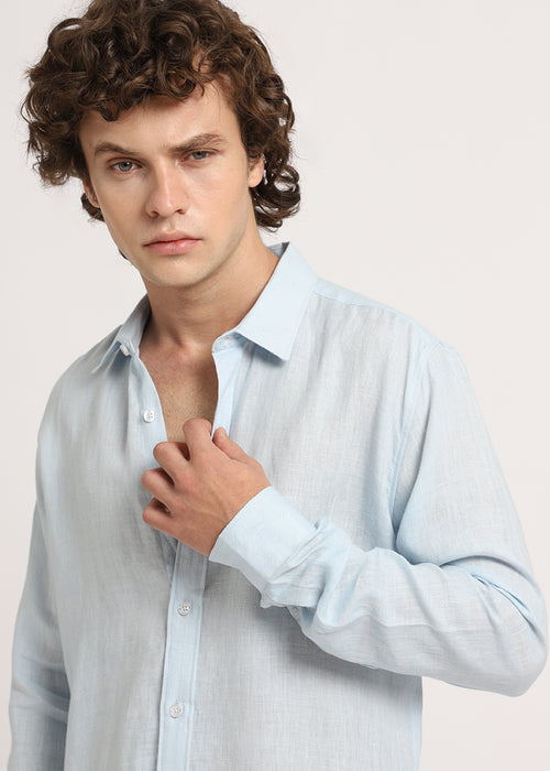 Pastel Blue Linen Shirt