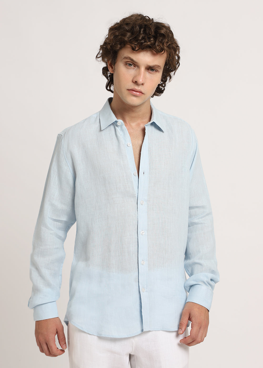 Pastel Blue Linen Shirt