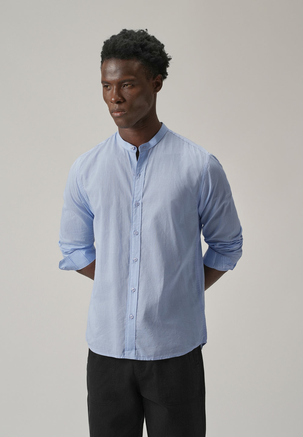 Pastel Blue Plain Cotton Shirt
