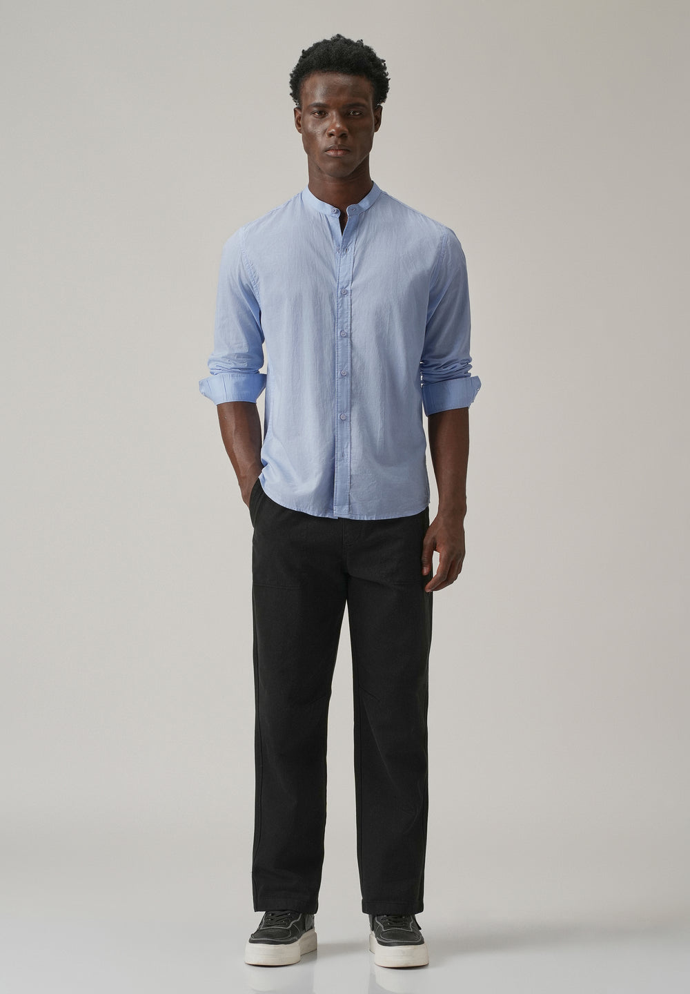 Pastel Blue Plain Cotton Shirt