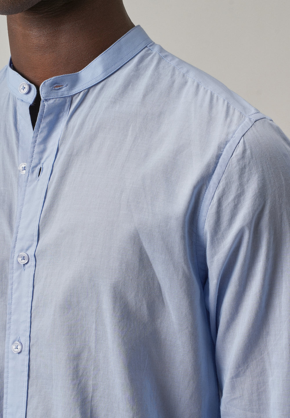 Pastel Blue Plain Cotton Shirt