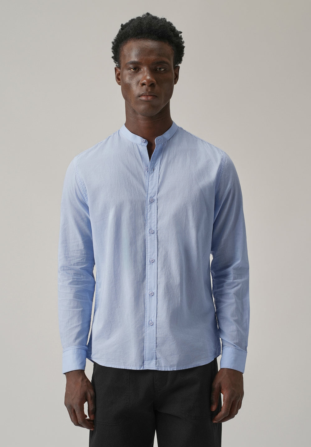 Pastel Blue Plain Cotton Shirt