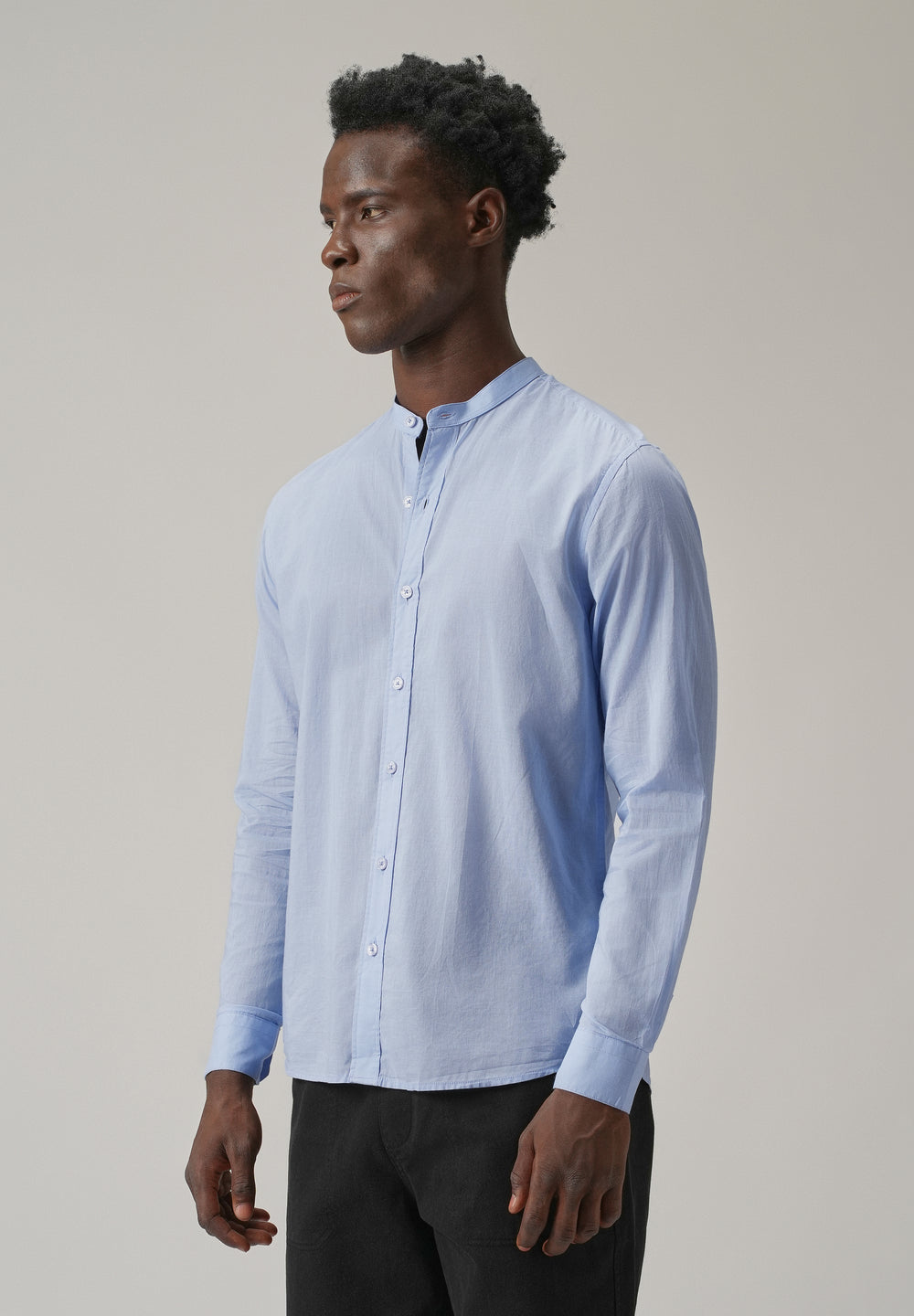 Pastel Blue Plain Cotton Shirt