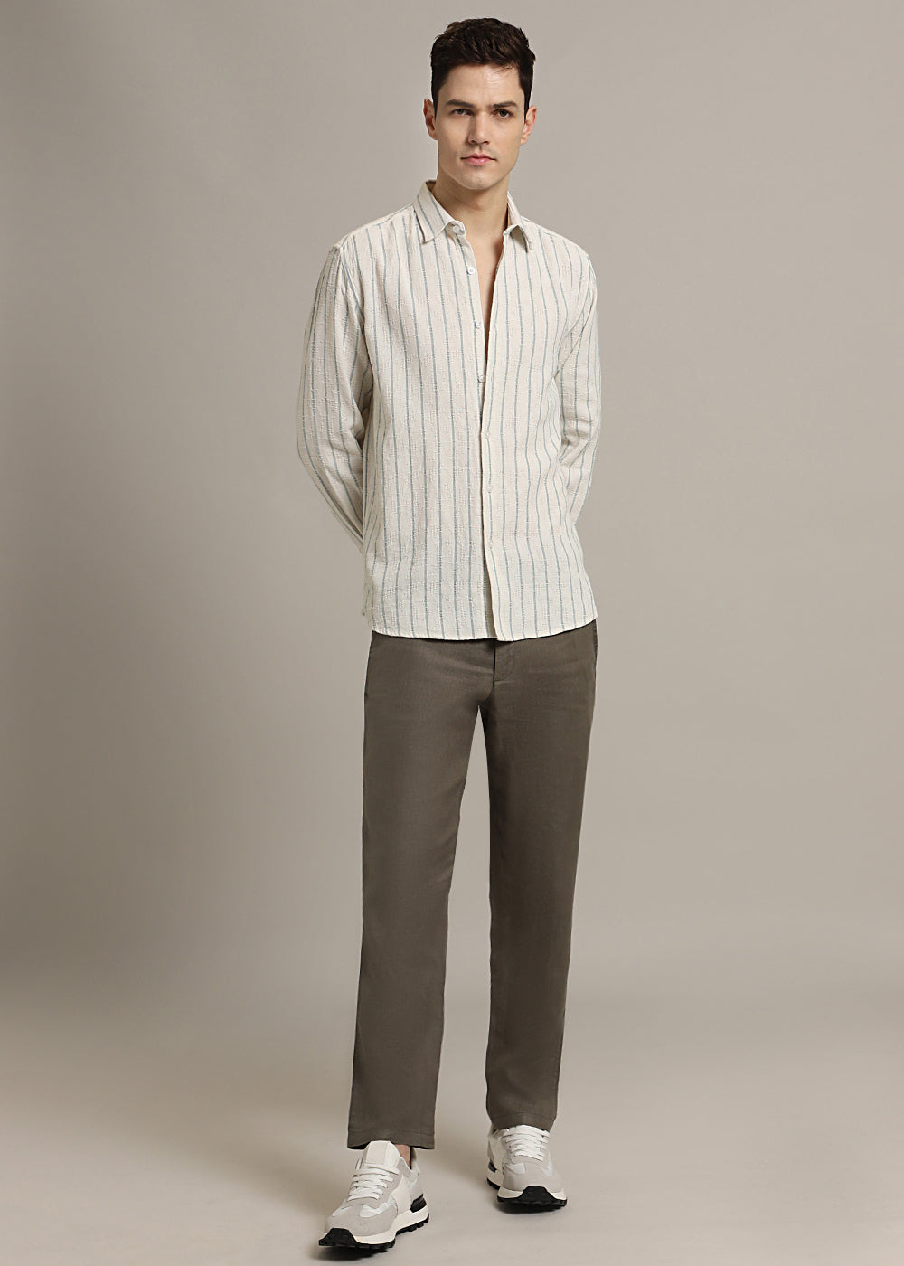 Pastel Blue Stripe Textured Shirt