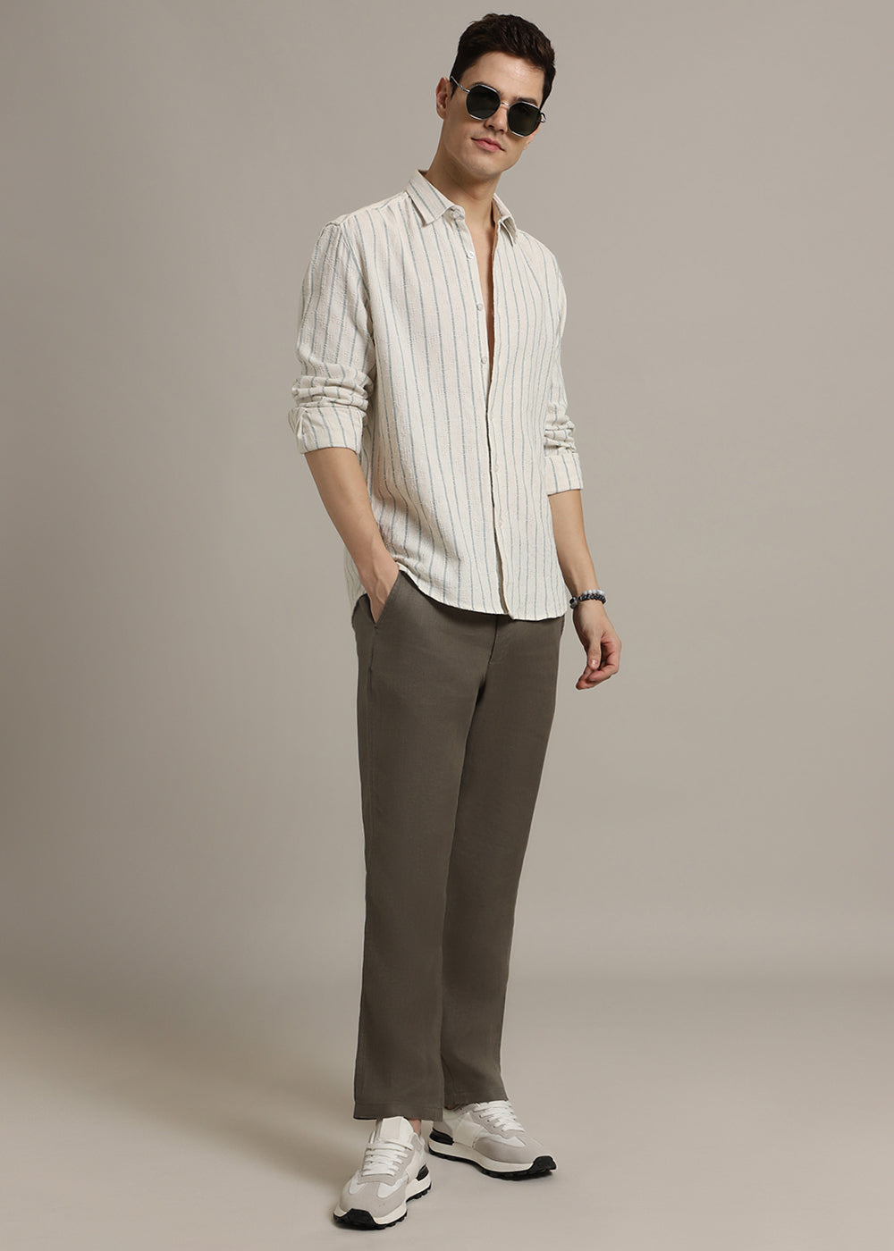 Pastel Blue Stripe Textured Shirt