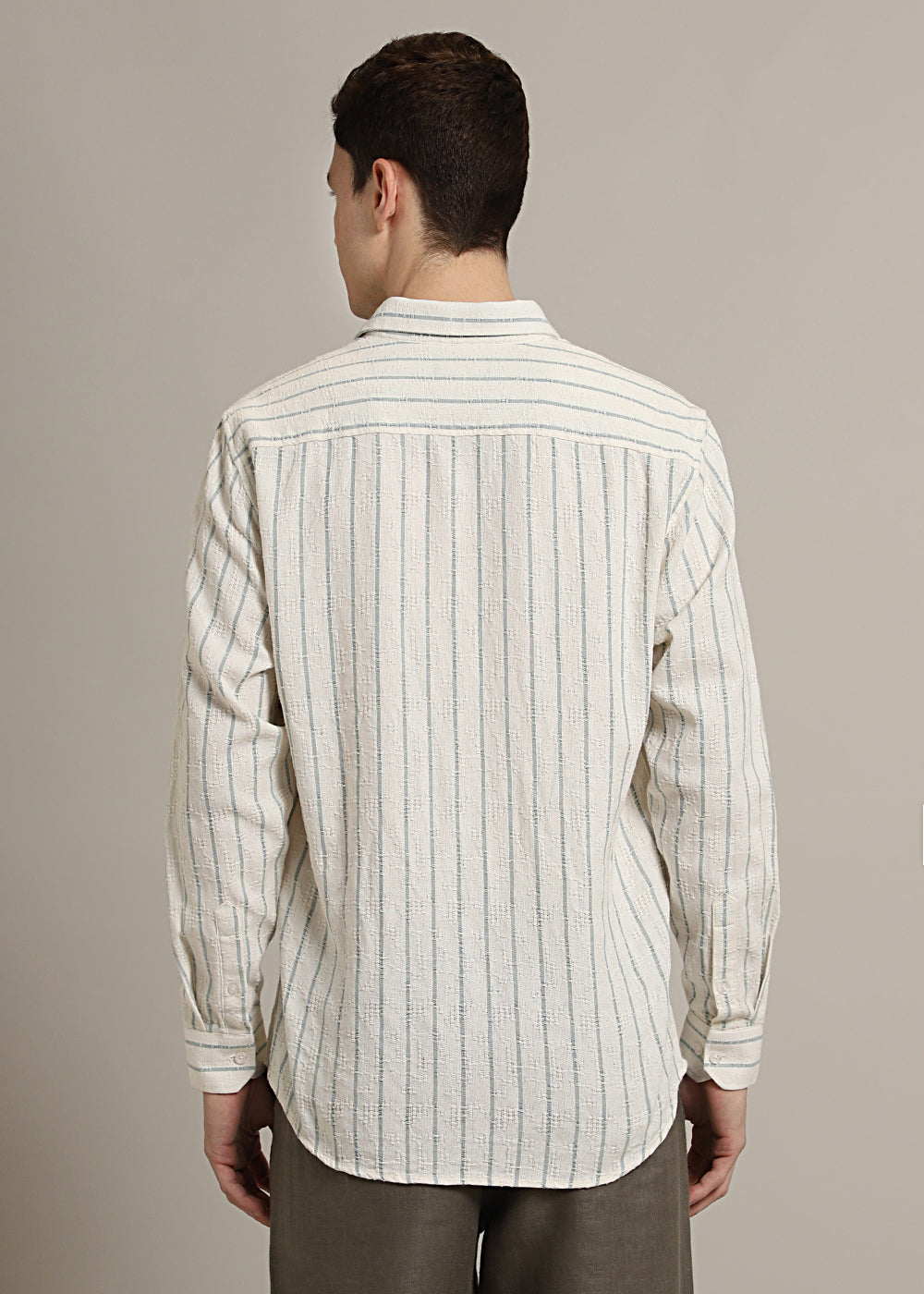 Pastel Blue Stripe Textured Shirt