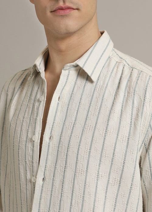 Pastel Blue Stripe Textured Shirt