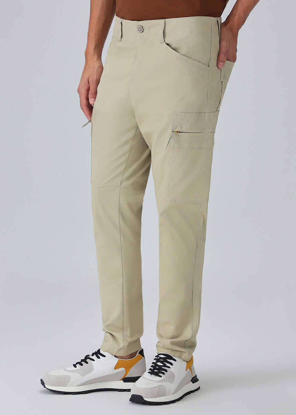 Celadon Green Zip Cargo Pants