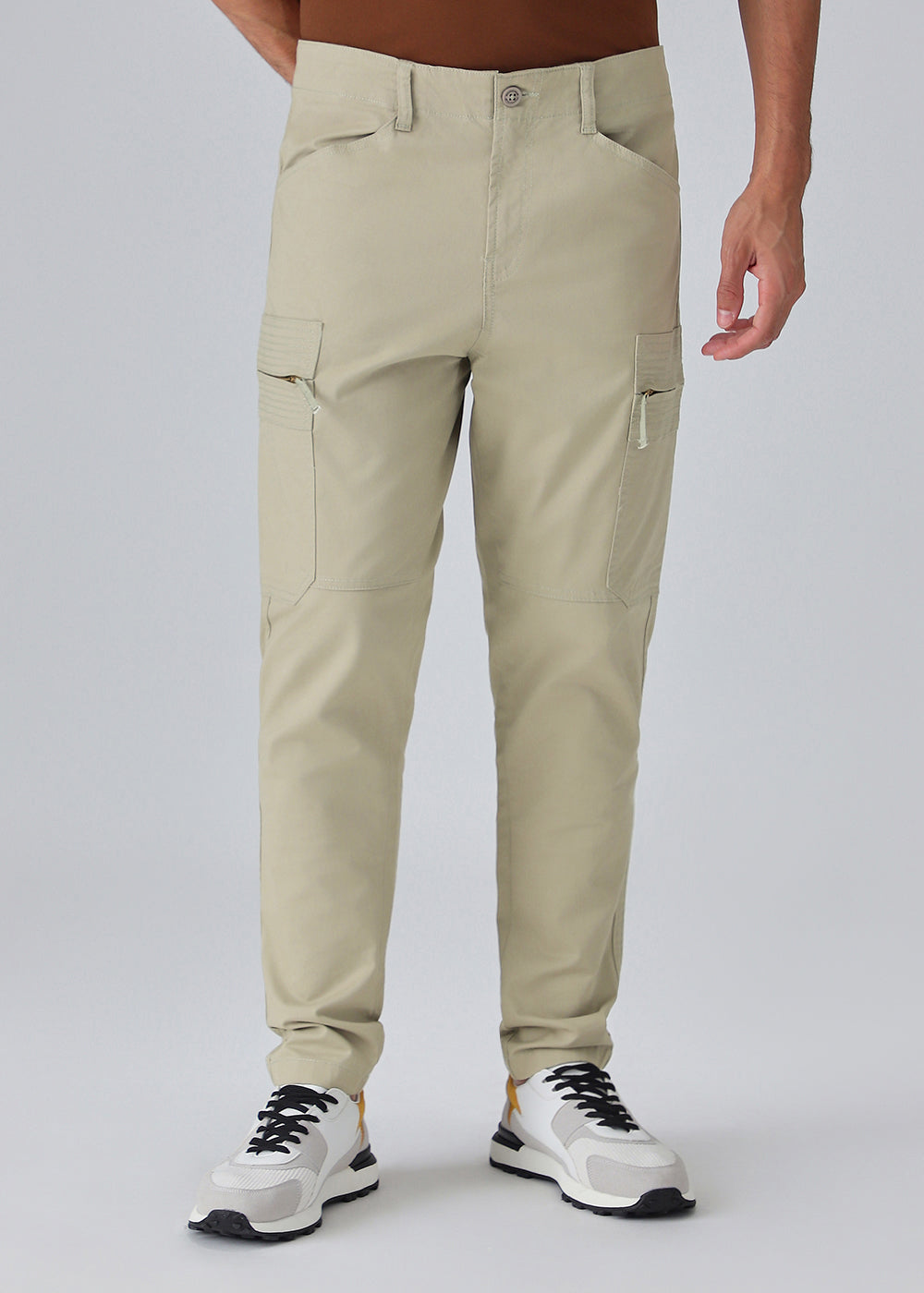 Celadon Green Zip Cargo Pants