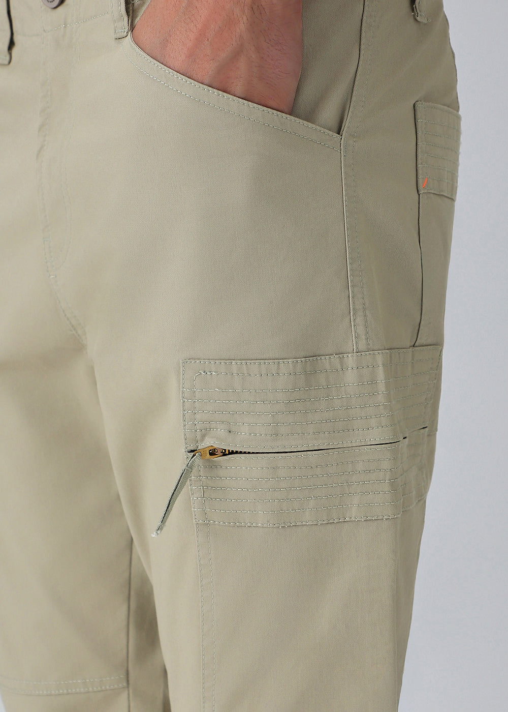 Celadon Green Zip Cargo Pants