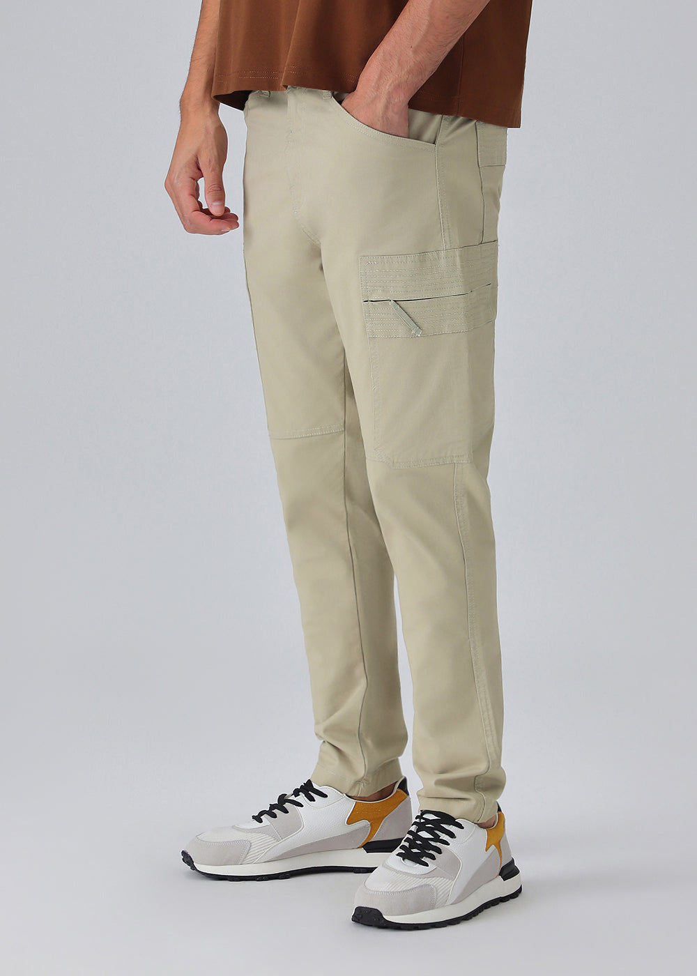 Celadon Green Zip Cargo Pants