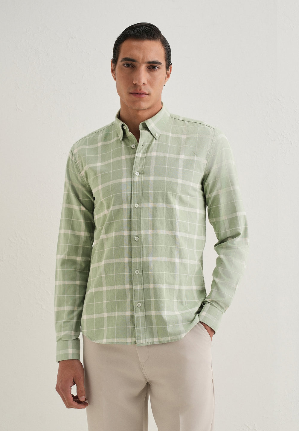 Pastel Green Check Shirt
