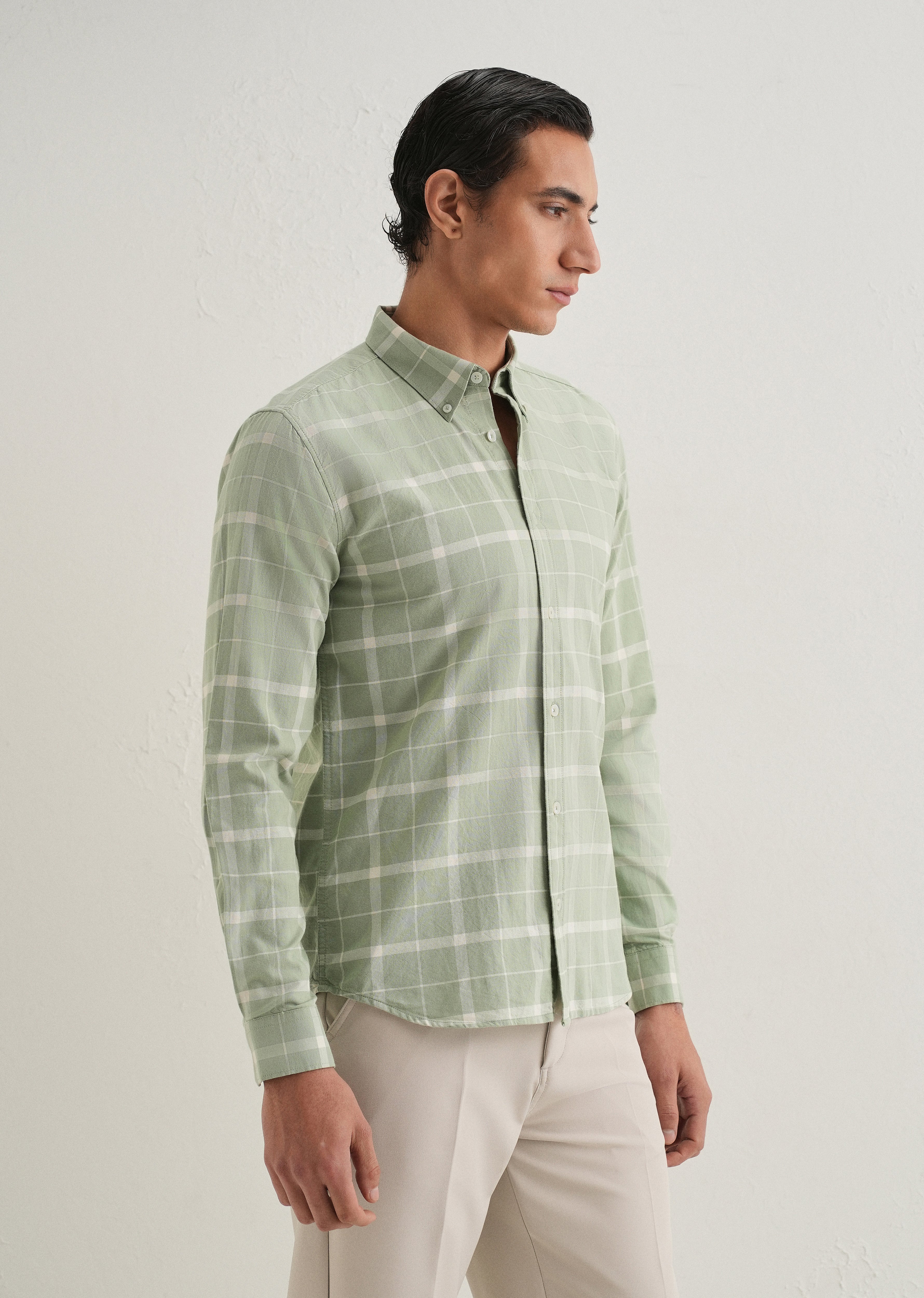 Pastel Green Check Shirt