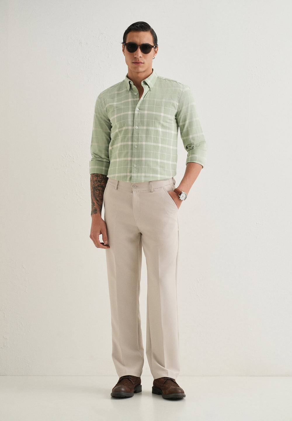 Pastel Green Check Shirt