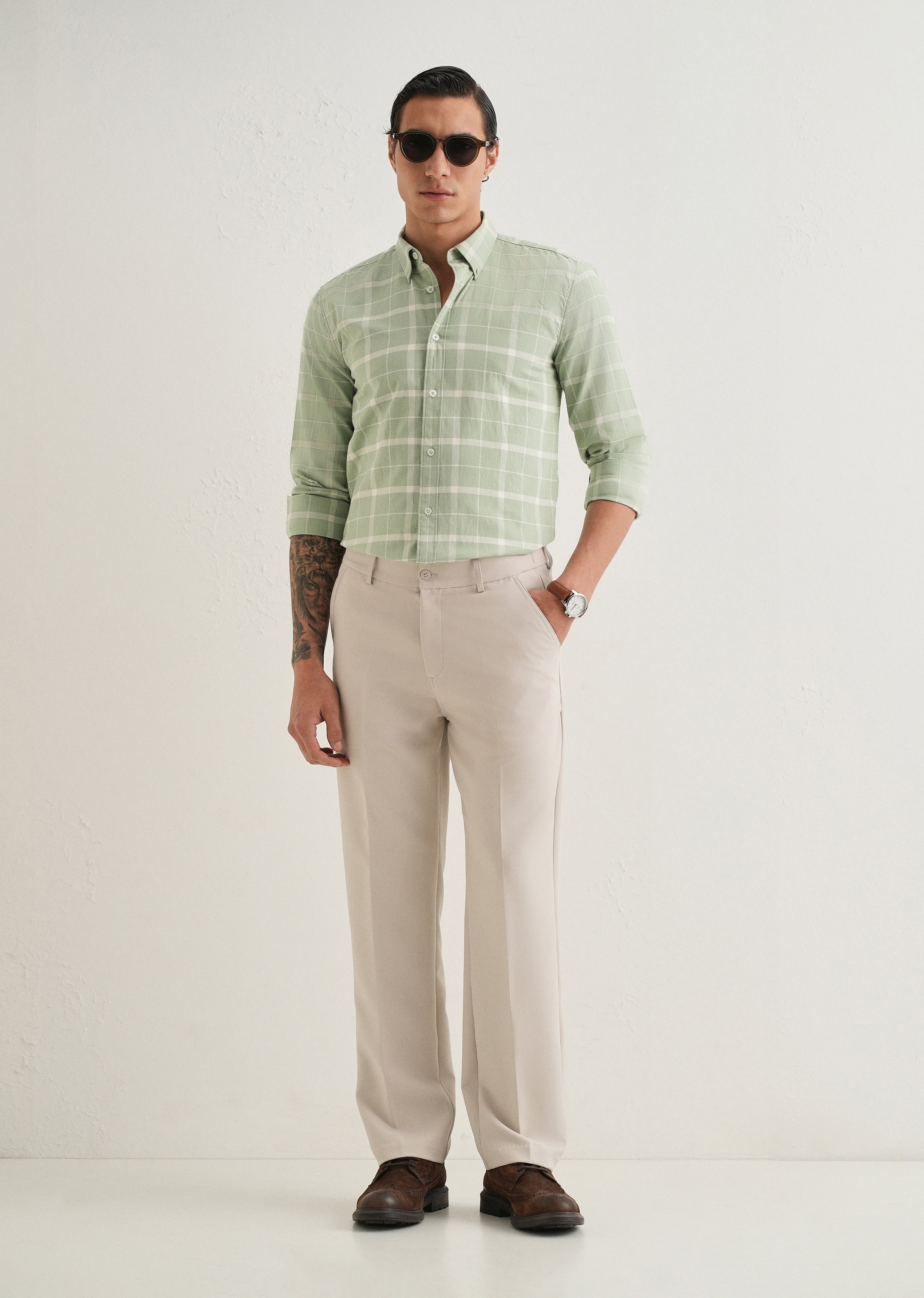 Pastel Green Check Shirt