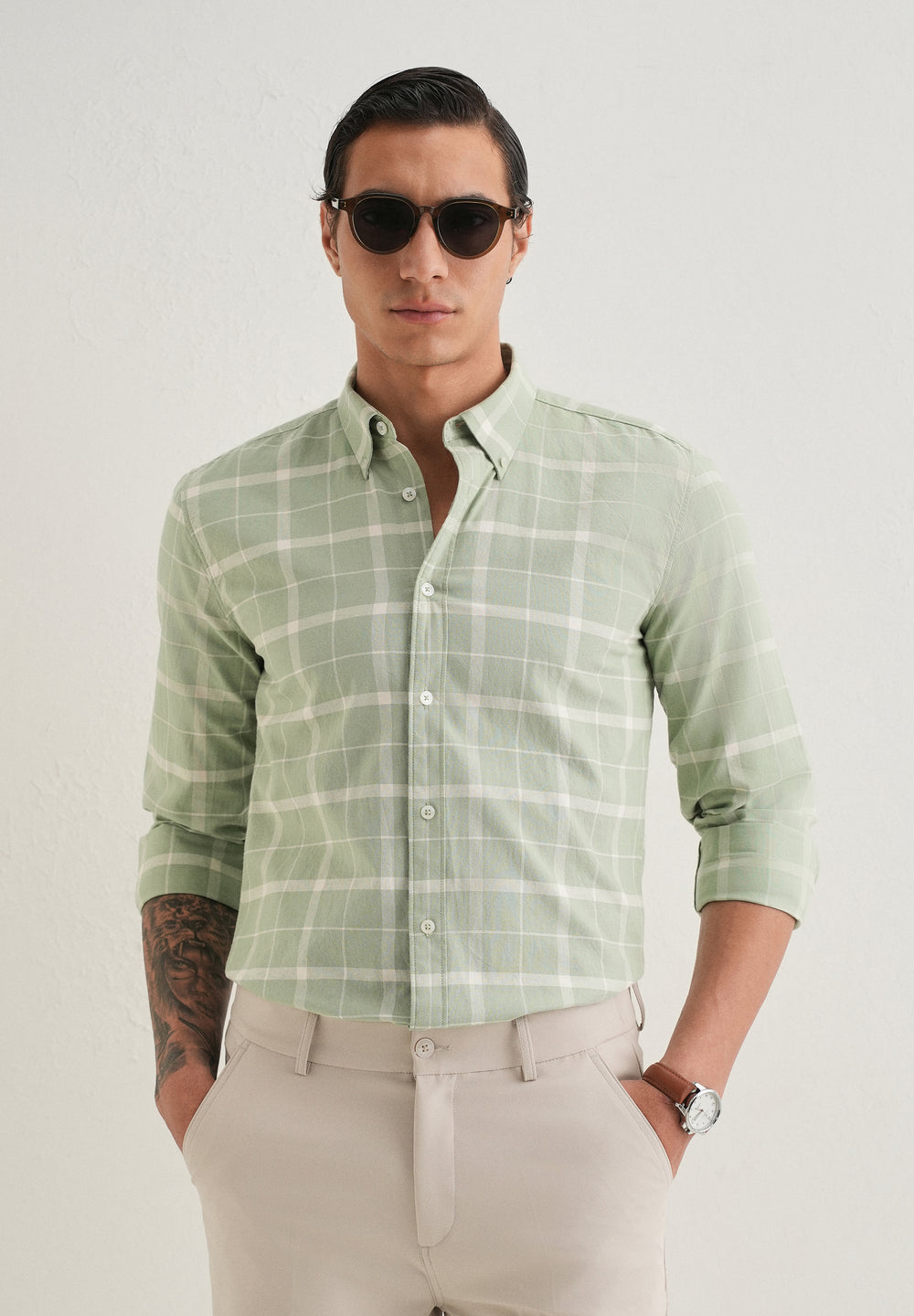 Pastel Green Check Shirt