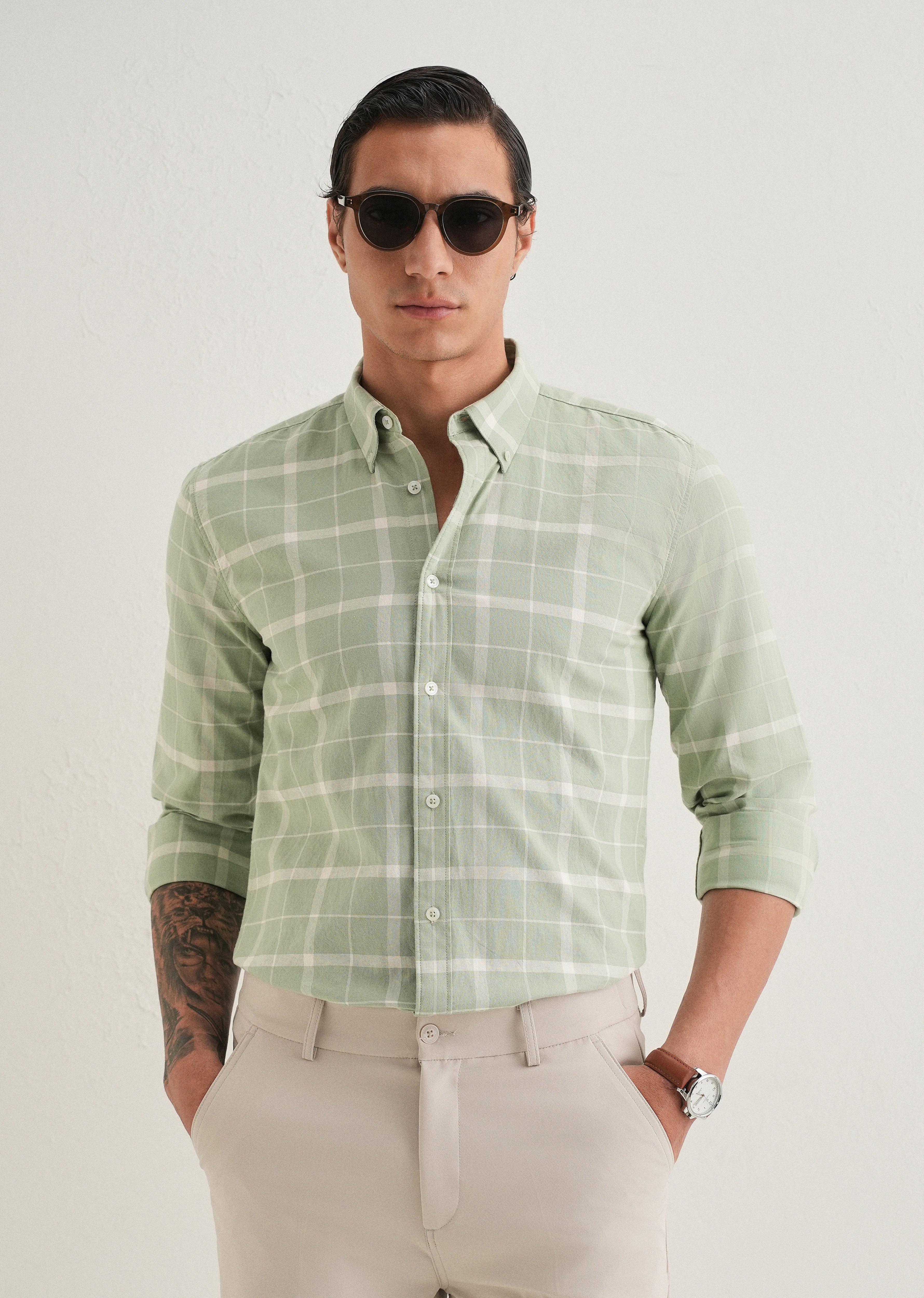 Pastel Green Check Shirt