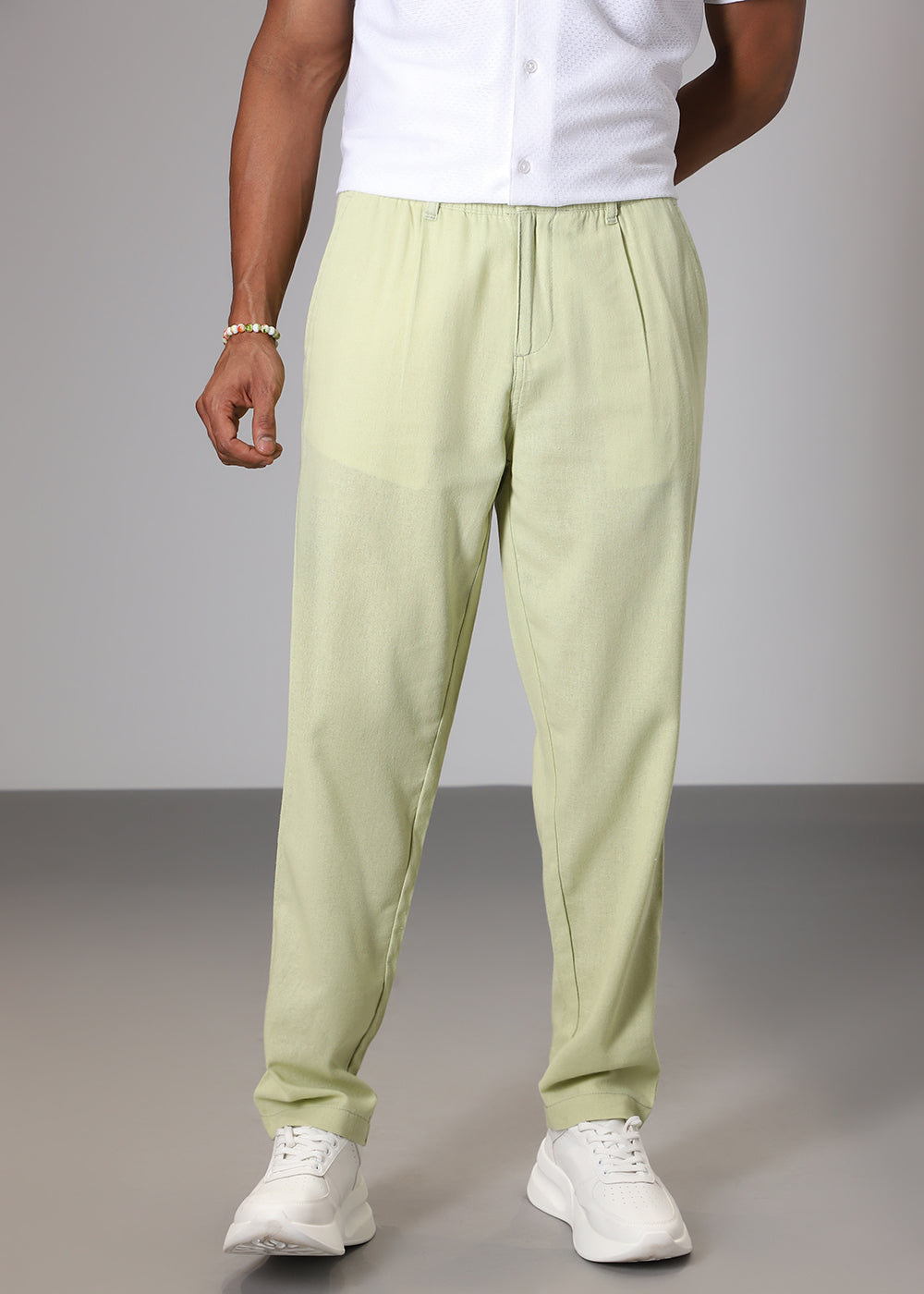 Pastel Green Comfort Fit Linen Pant