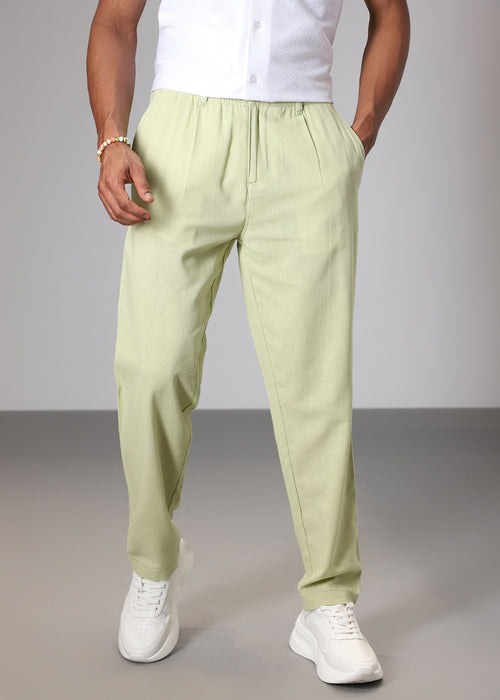 Pastel Green Comfort Fit Linen Pant