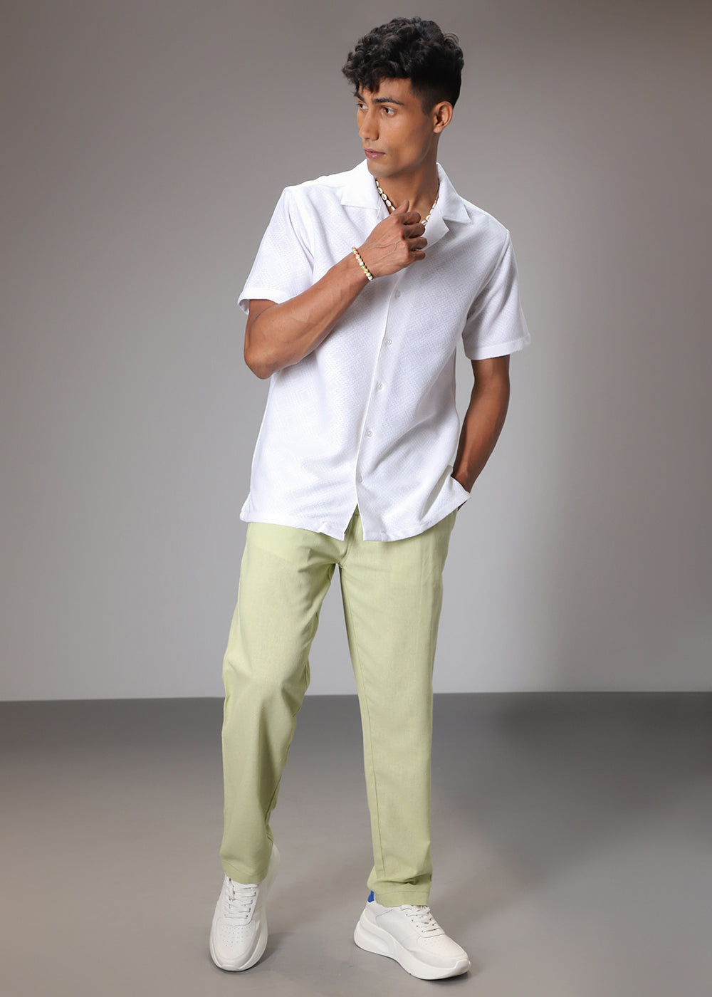 Pastel Green Comfort Fit Linen Pant