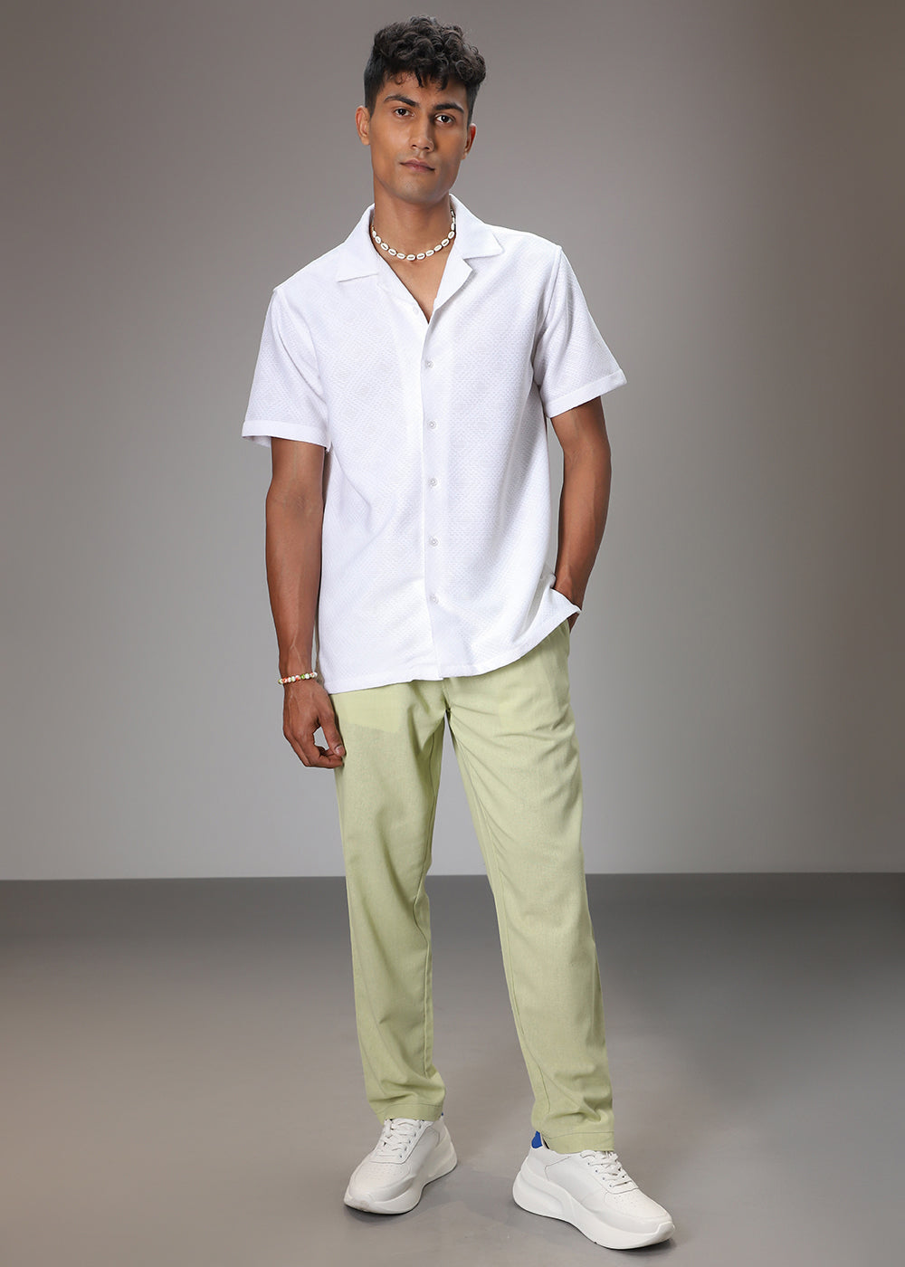 Pastel Green Comfort Fit Linen Pant