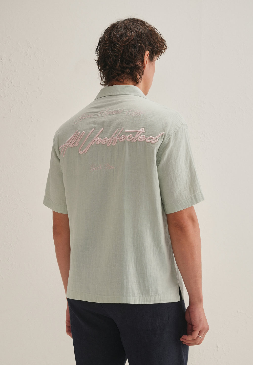 Pastel Green Embroidered Double Cloth Cotton Shirt