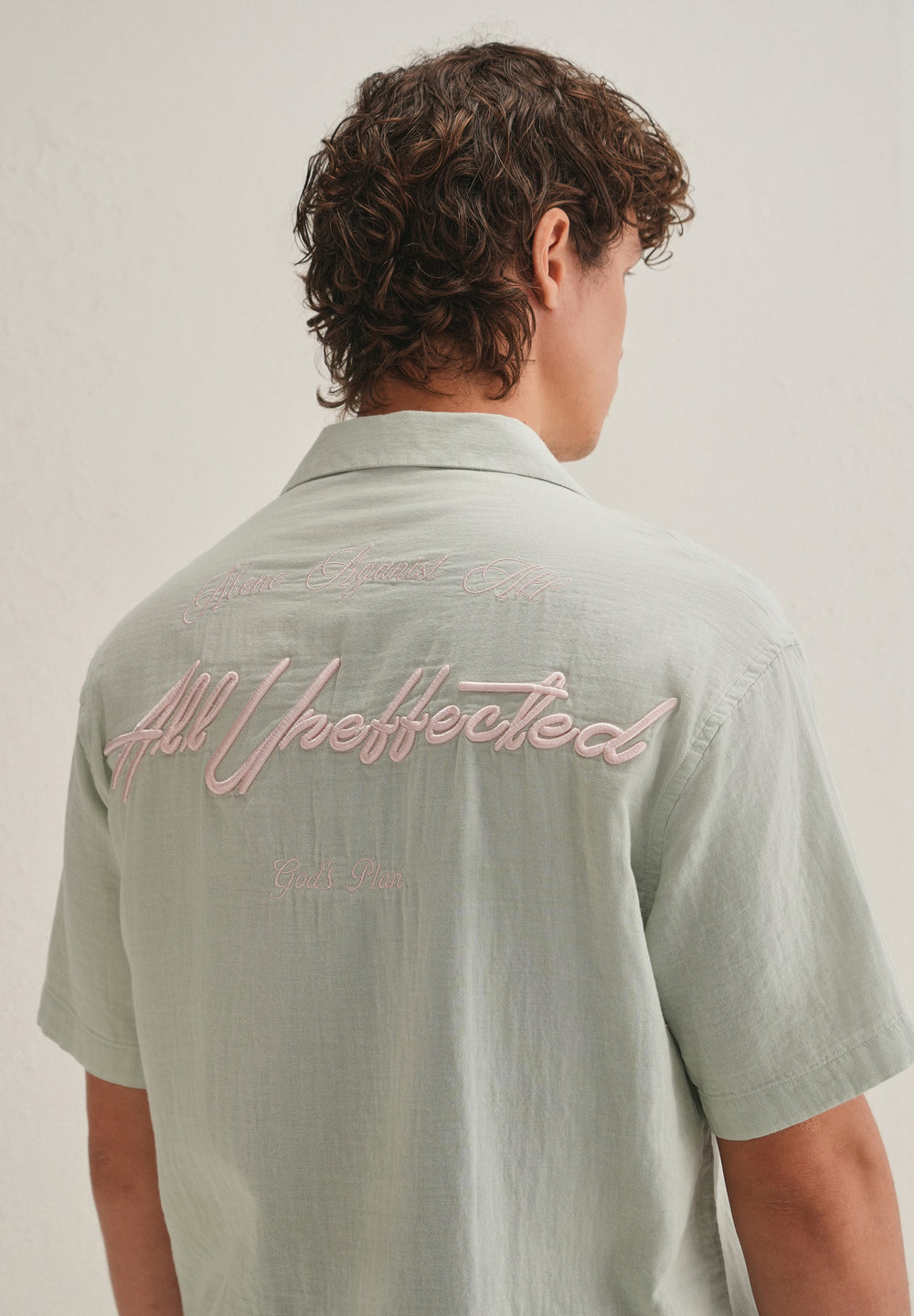 Pastel Green Embroidered Double Cloth Cotton Shirt