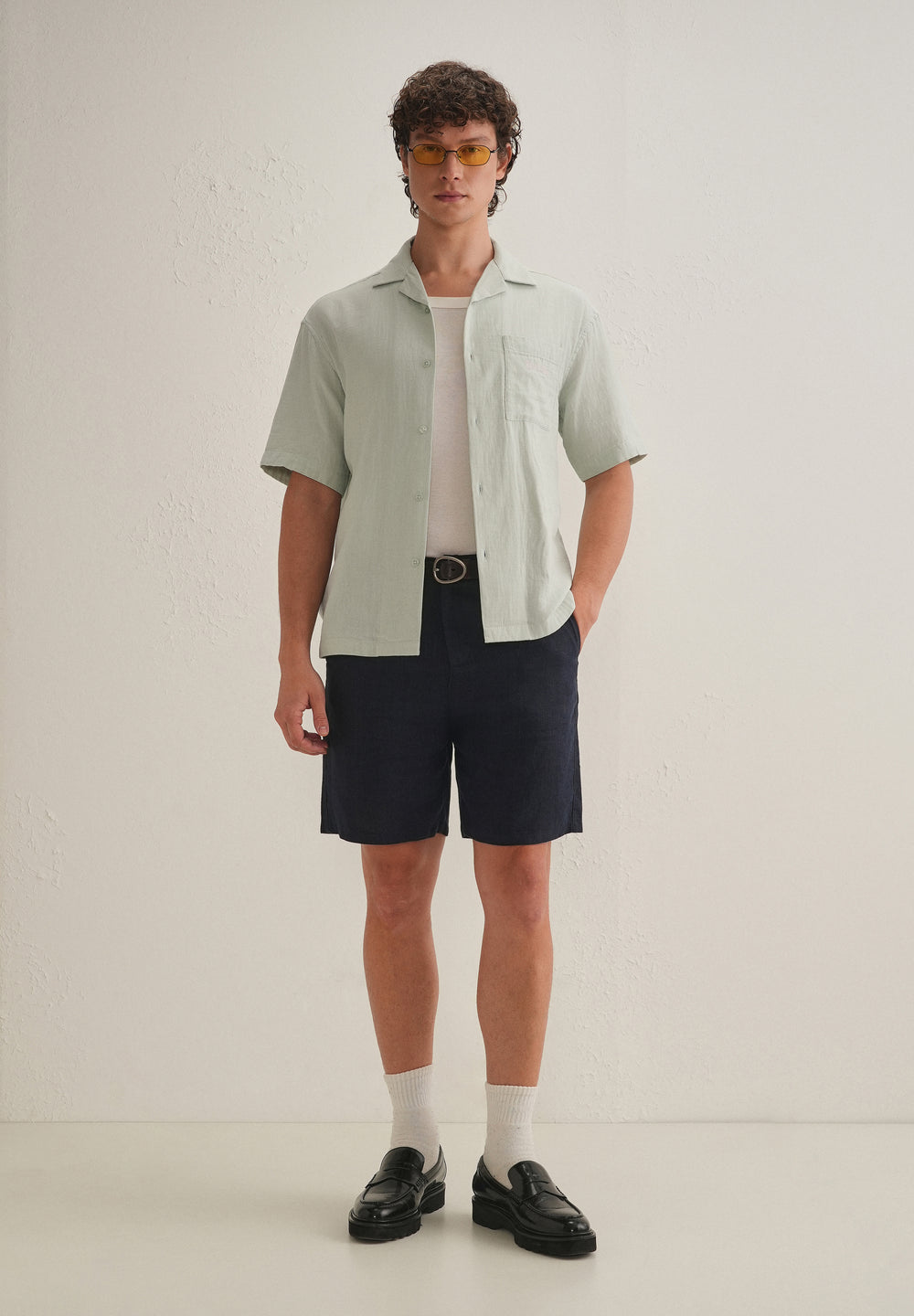 Pastel Green Embroidered Double Cloth Cotton Shirt