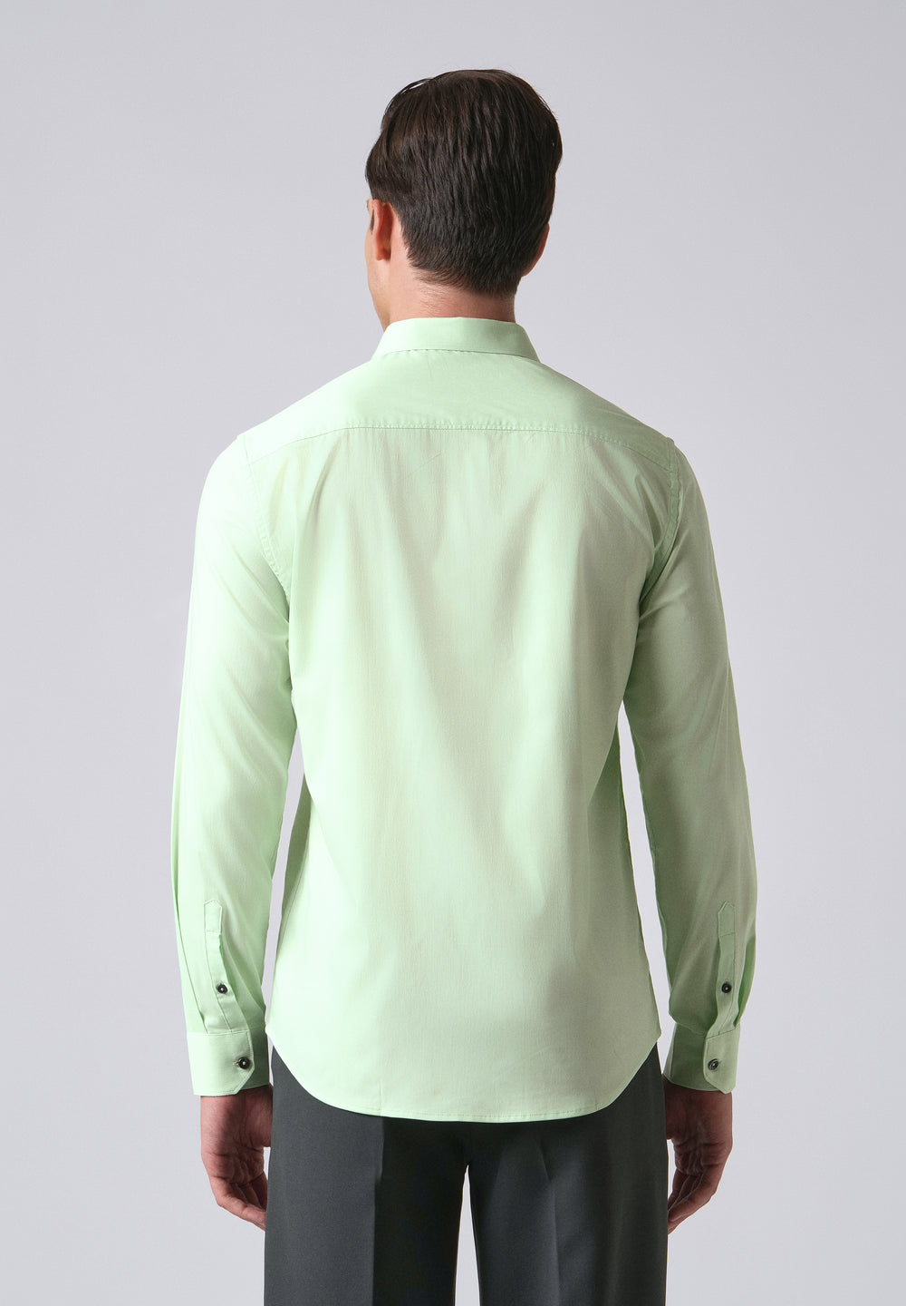 Pastel Green Cotton Stretch Plain Shirt