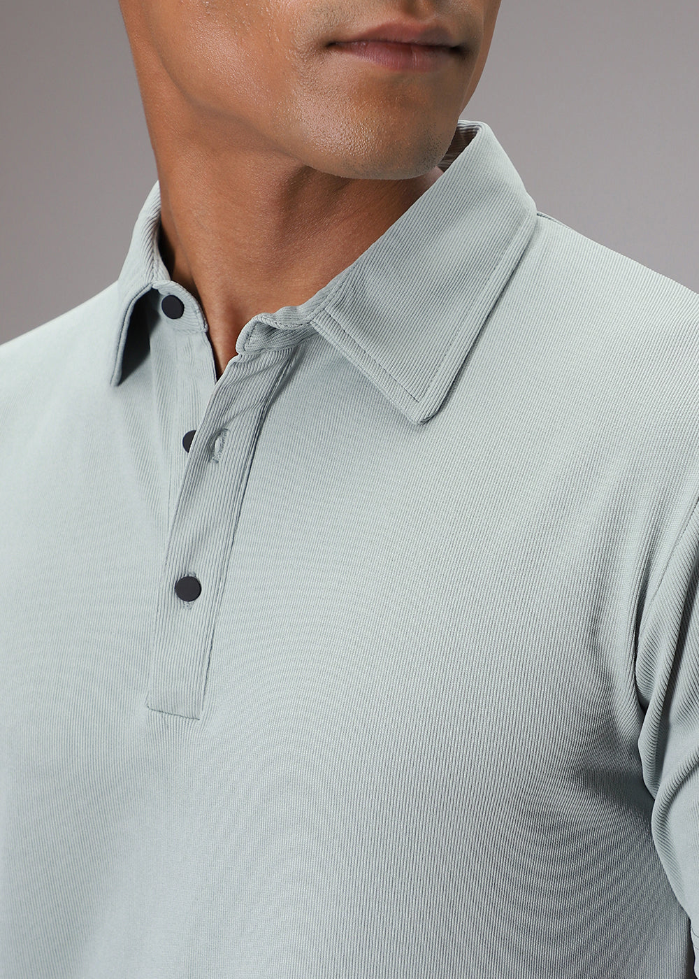 Pastel Green Ribbed Polo T-shirt
