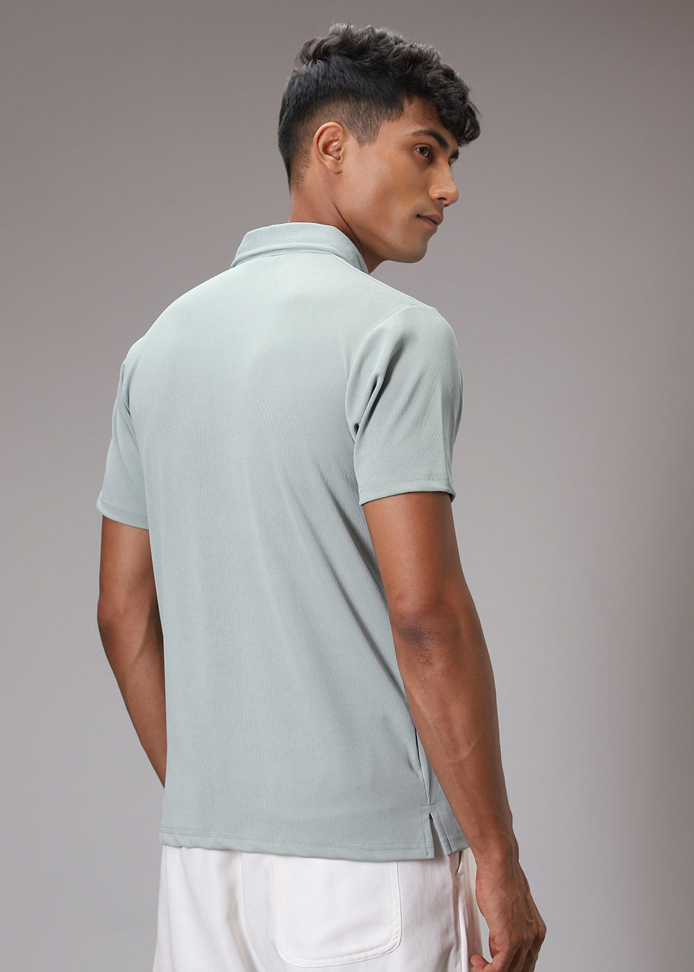 Pastel Green Ribbed Polo T-shirt