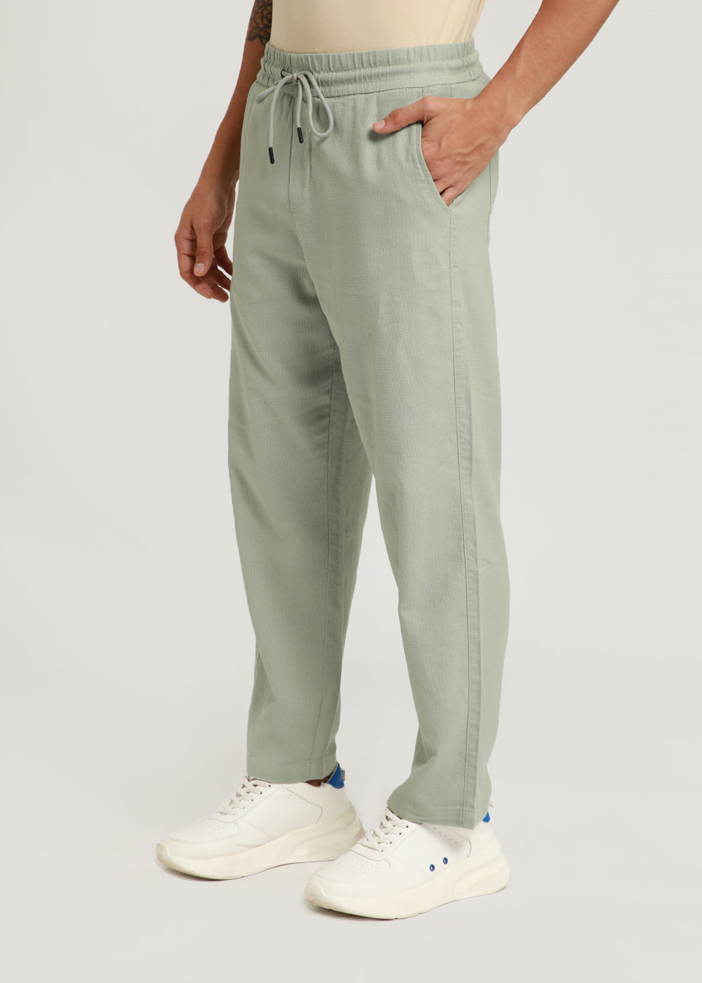 Pastel Green Textured Pants