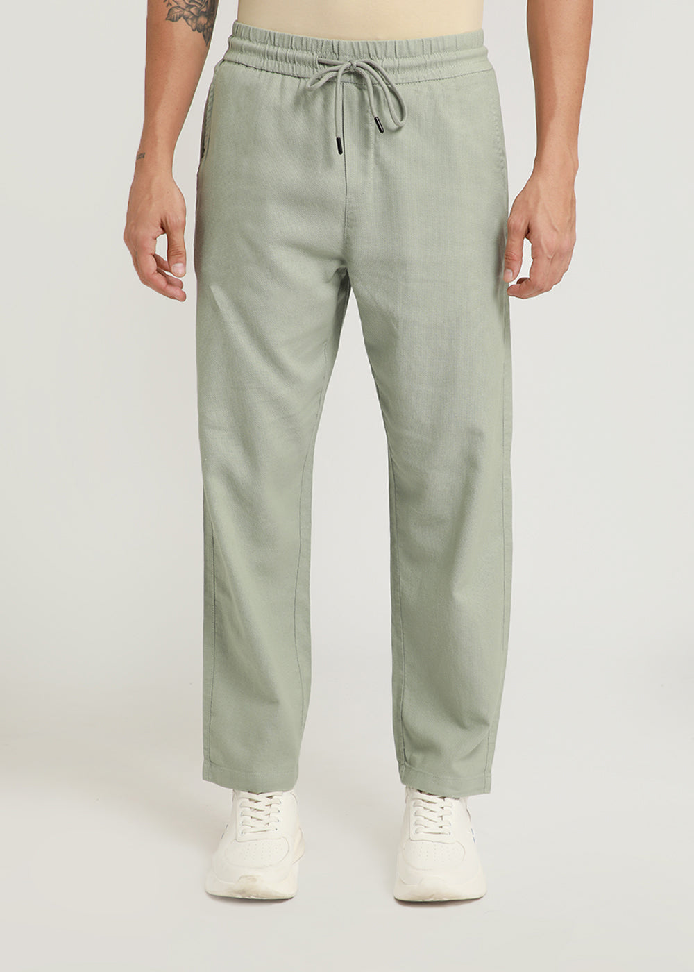 Pastel Green Textured Pants