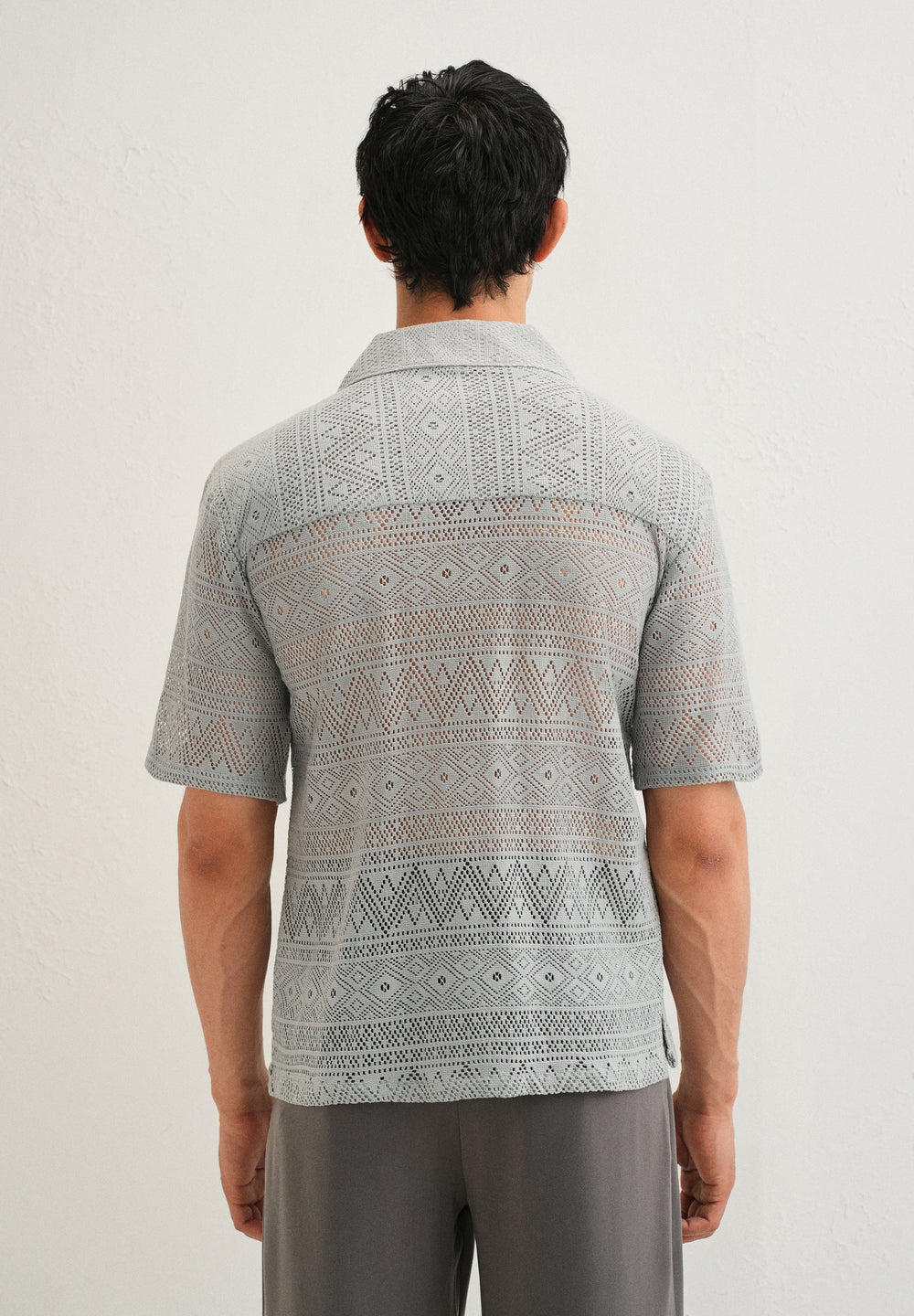 Pastel Grey Crochet Shirt