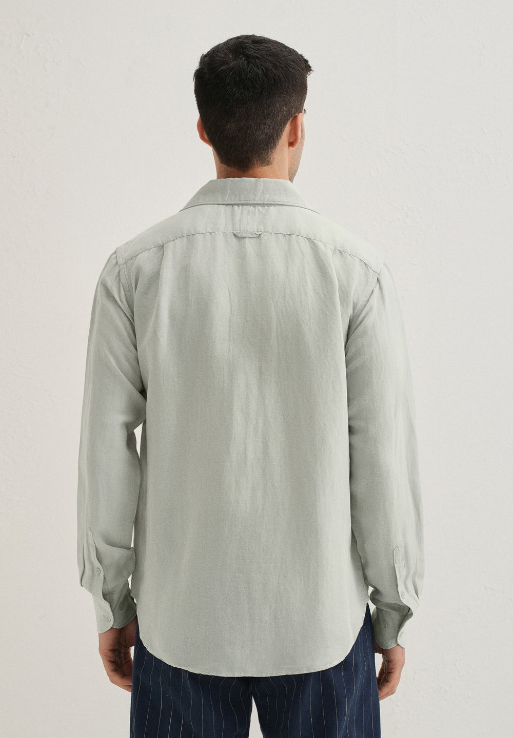 Pastel Grey Plain Linen Viscose Shirt
