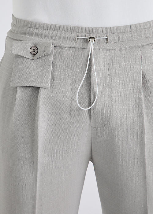 Pastel Grey Pleated Korean Pant