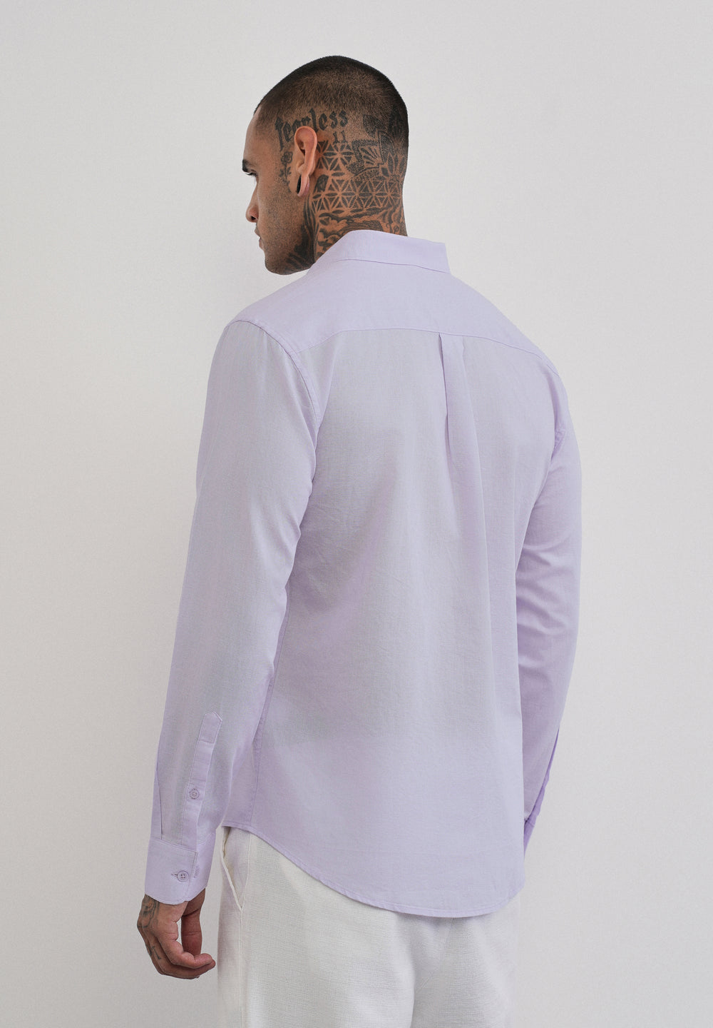 Pastel Lavender Cotton Linen Plain Shirt