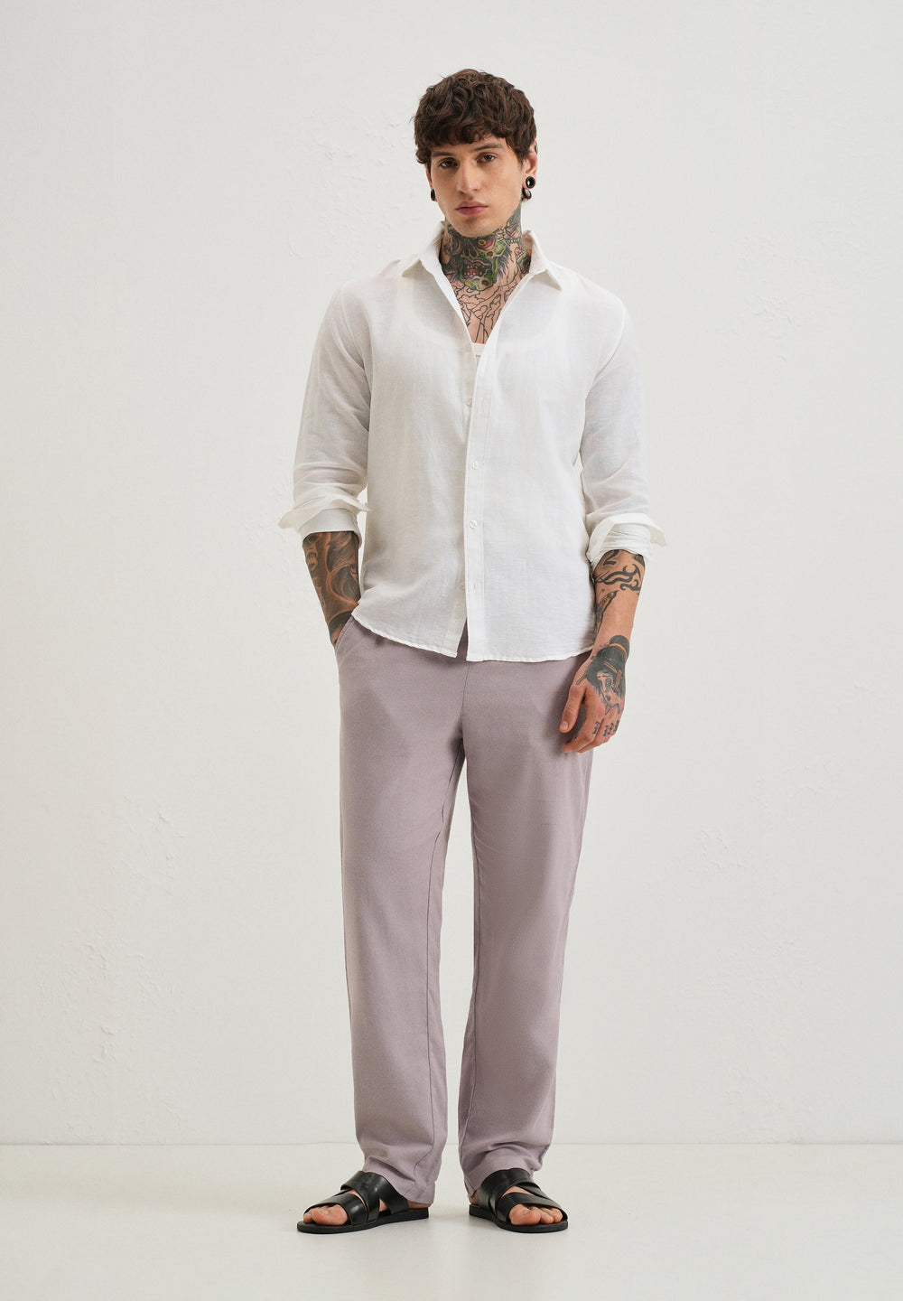 Pastel Lavender Textured Pants